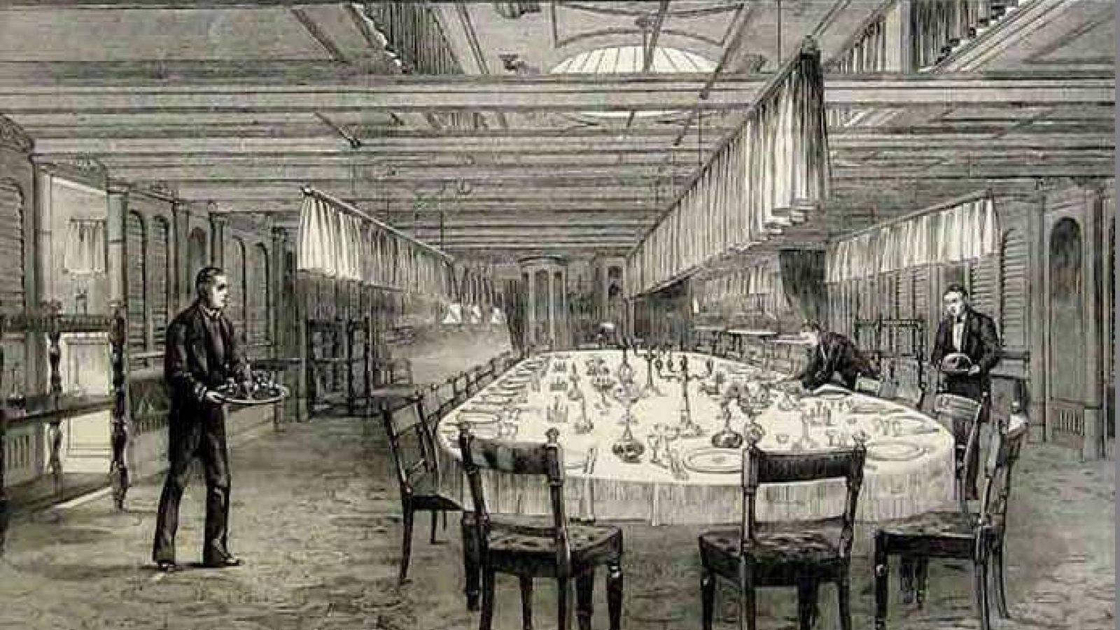 Comedor del HMS Serapis, 1875.