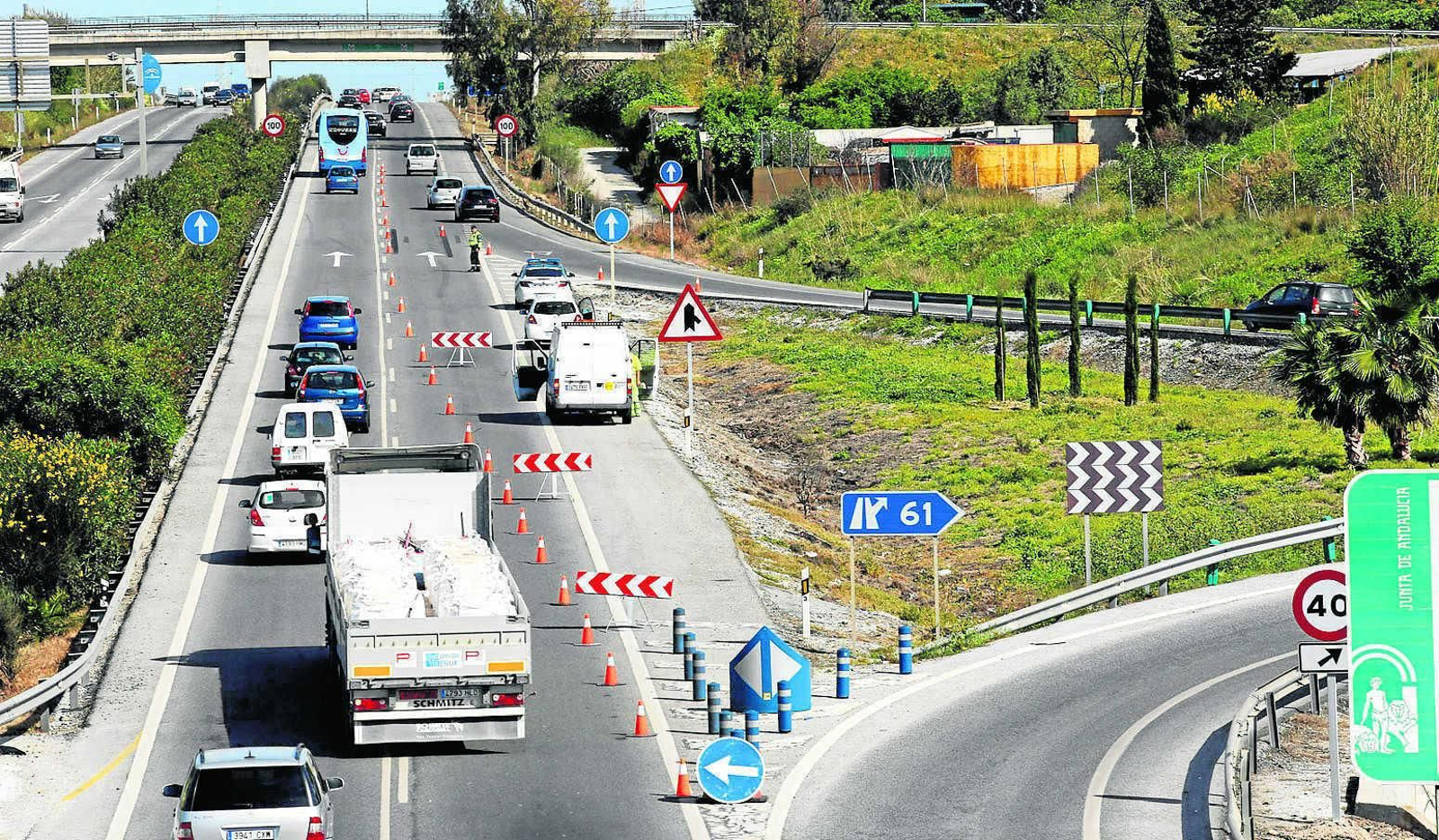 Medidas en la A-357 en la última experiencia realizada para reducir los problemas de tráfico en el PTA.