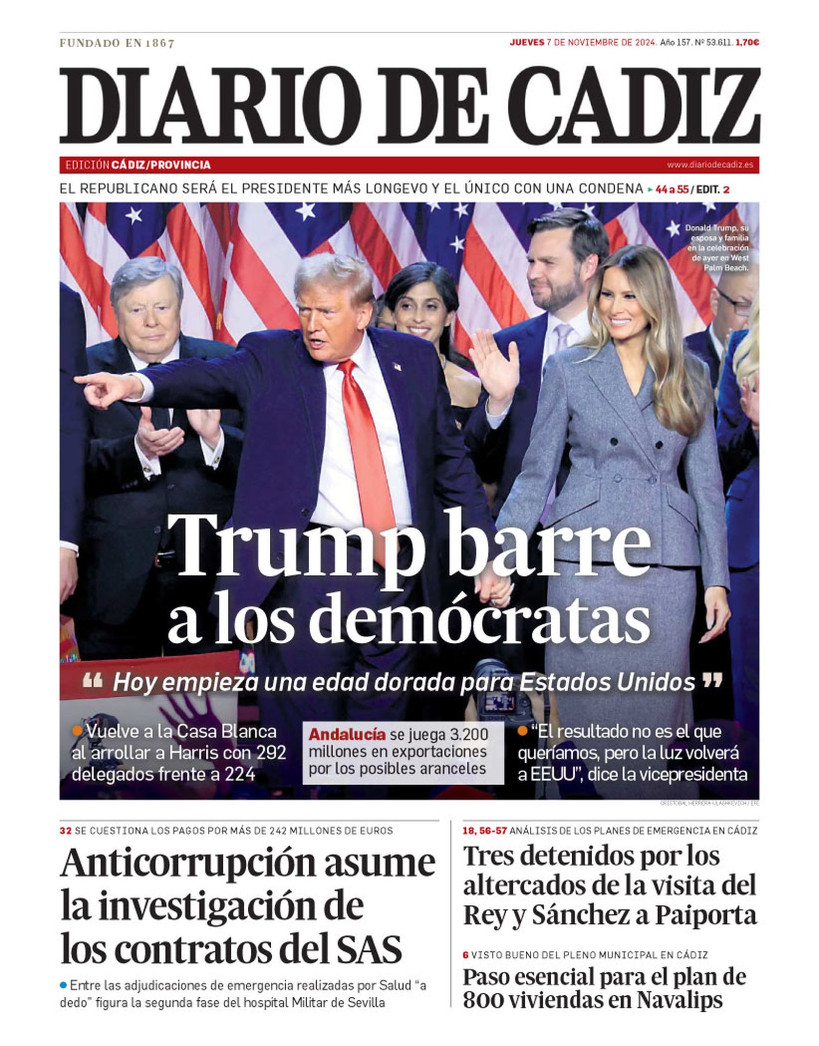 7 de noviembre. Trump vuelve a la Casa Blanca.