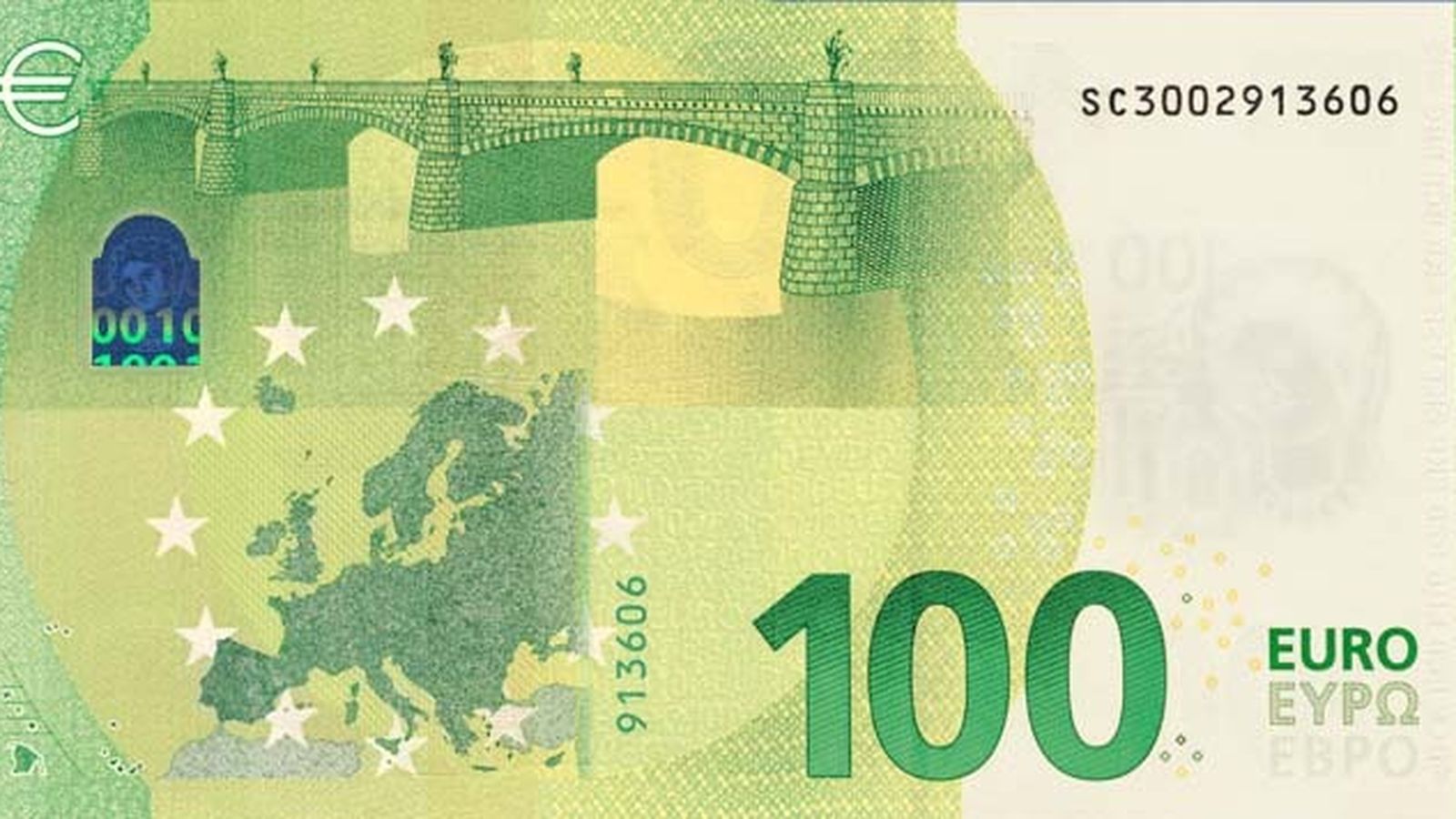 Reverso del nuevo billete de 100