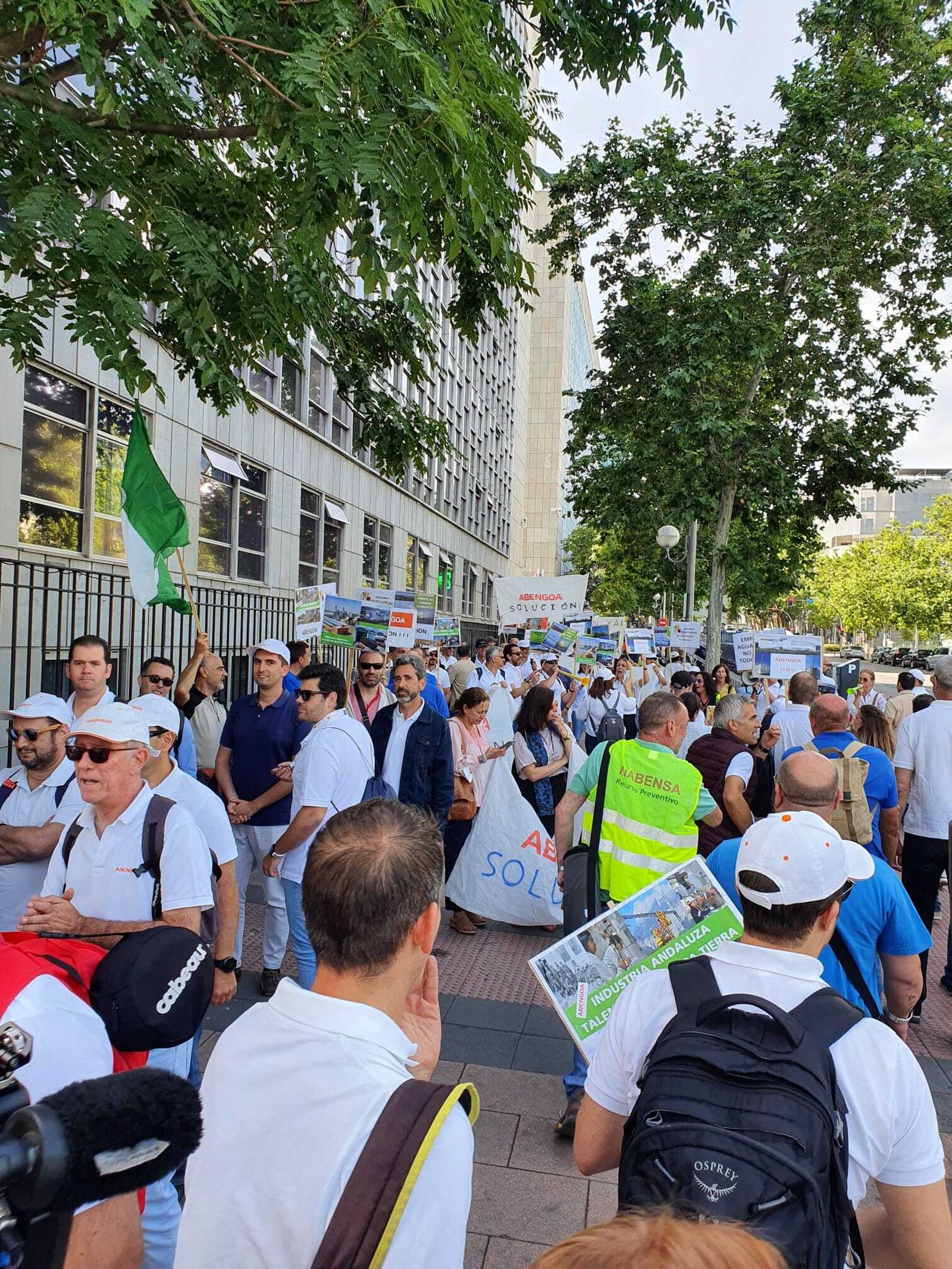 Manifestación de trabajadores de Abengoa este martes ante la SEPI