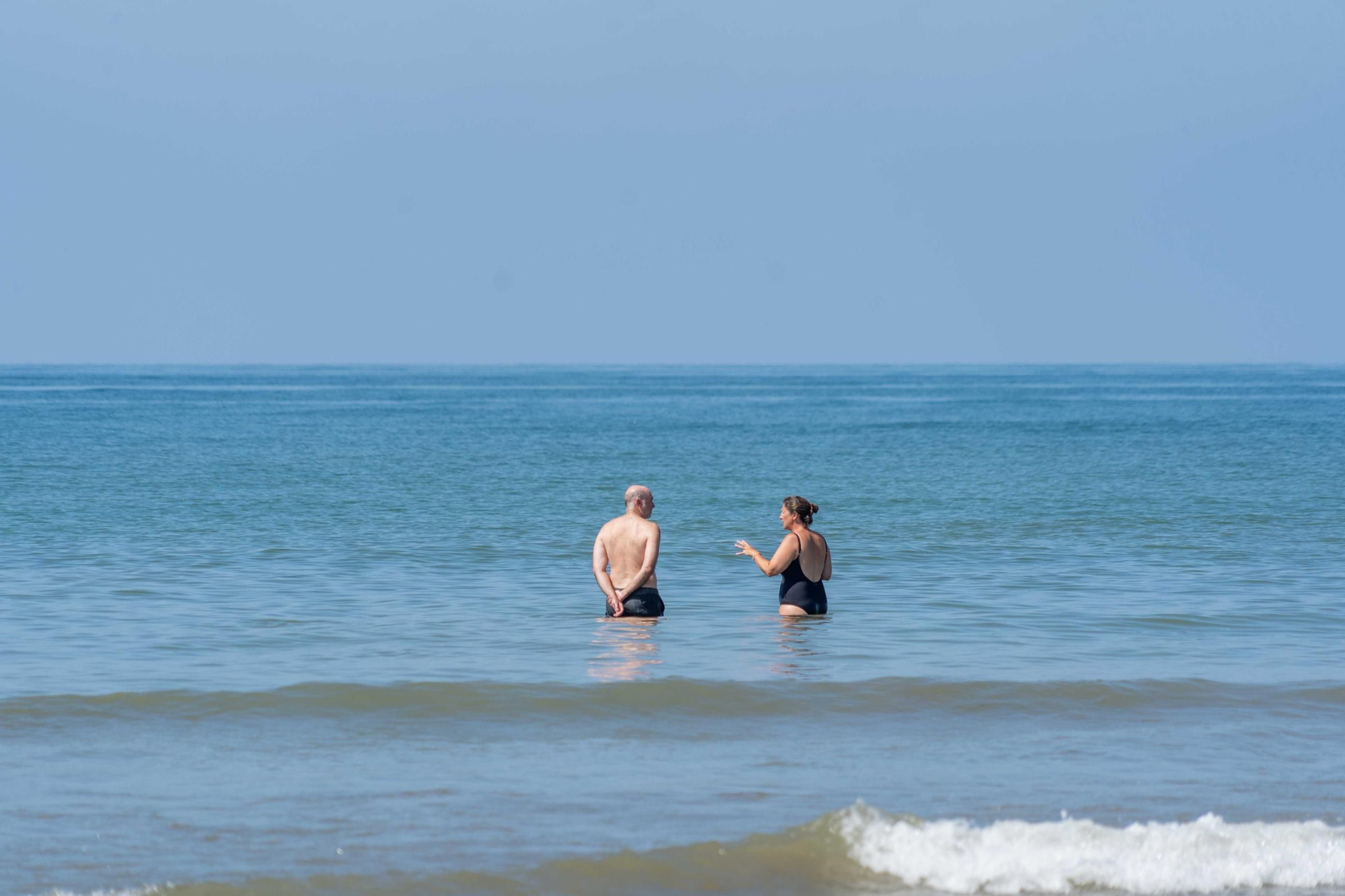 Ambiente de las playas de Punta Umbría la mañana del sábado 9 de agosto