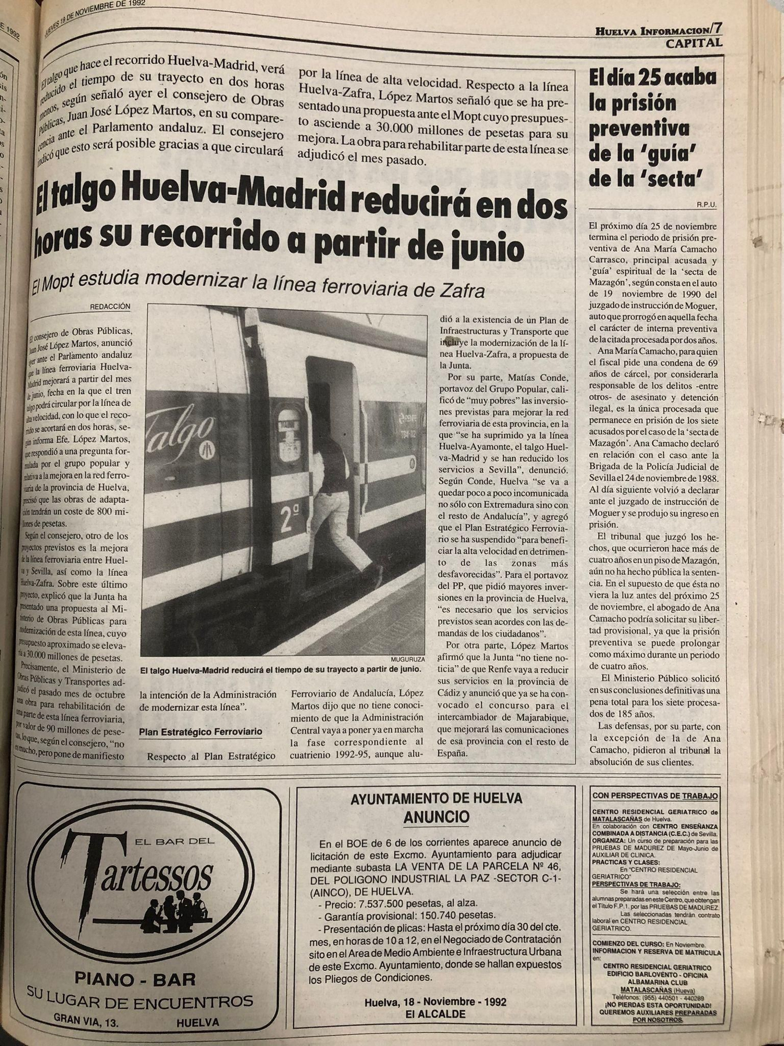 El talgo Huelva-Madrid reducía su recorrido