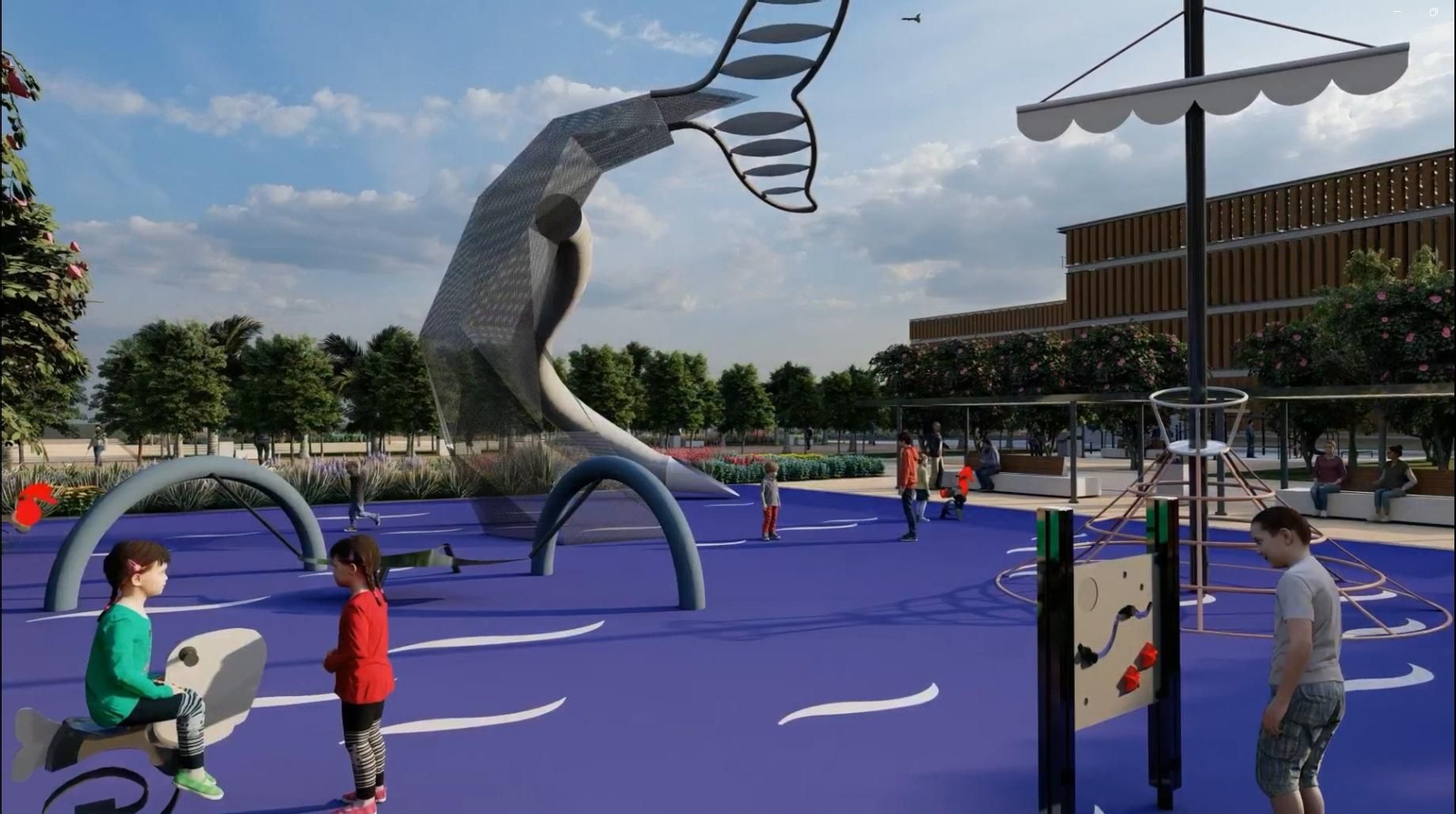 El futuro parque infantil de temática marina en el Lago Marítimo. El futuro parque infantil de temática marina en el Lago Marítimo.