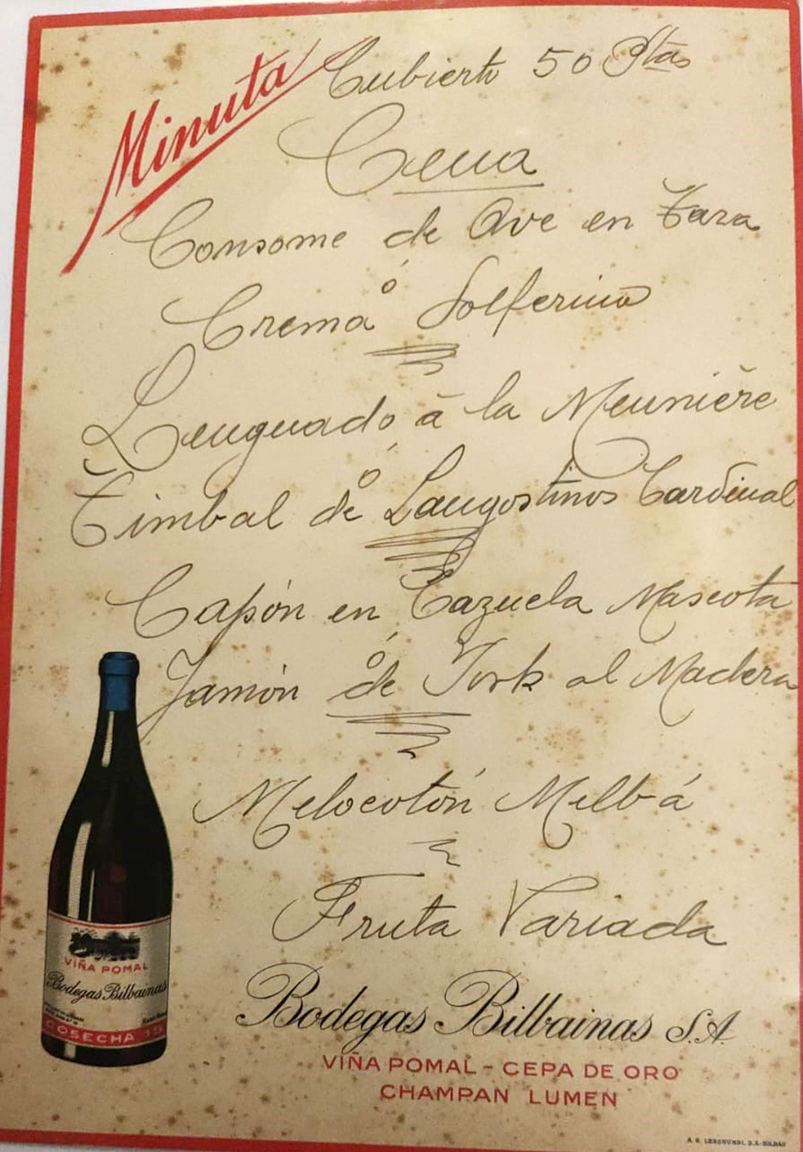 Minuta en Nochevieja de 1975