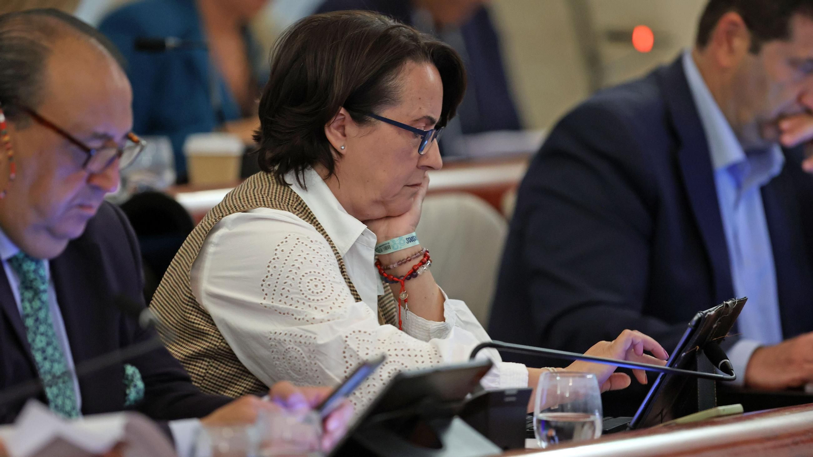 La delegada de Empleo y Comercio del Ayuntamiento, Nela García, durante un pleno.