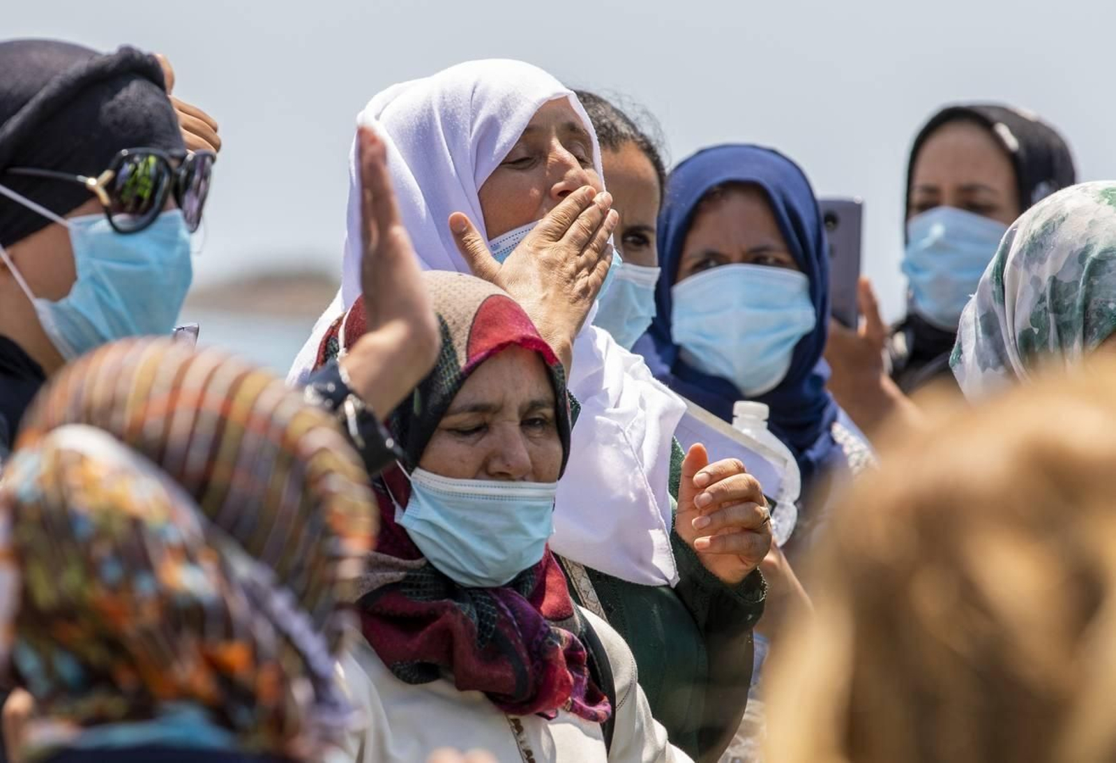 Trabajadoras del programa de contratación en origen con Marruecos, en uno de los viajes de retorno organizados desde Huelva.