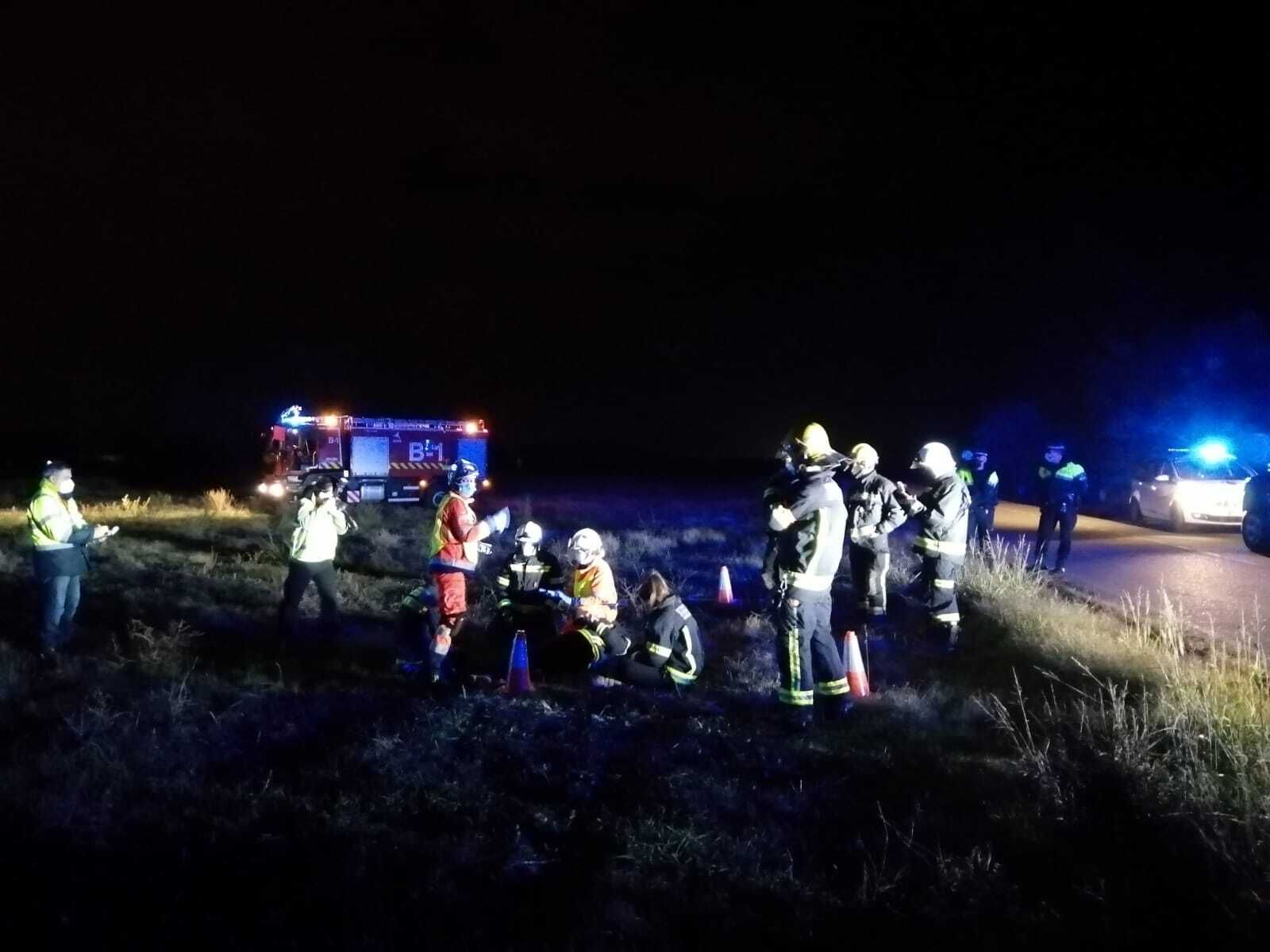Imagen del simulacro, en el aeropuerto de Córdoba.