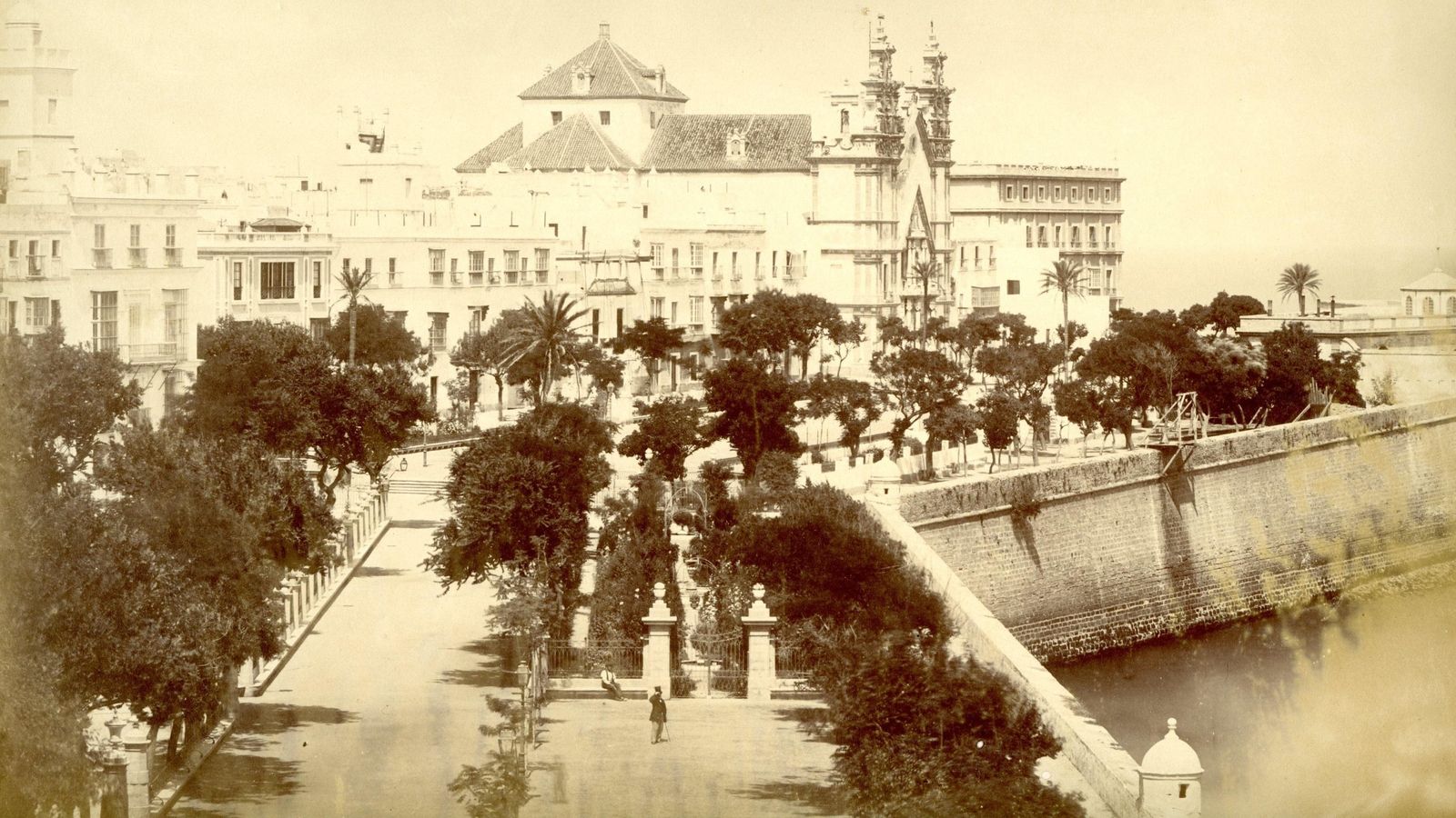 Alameda por Louis Masson en 1864 hacia el Carmen, Salón Bajo y jardines.