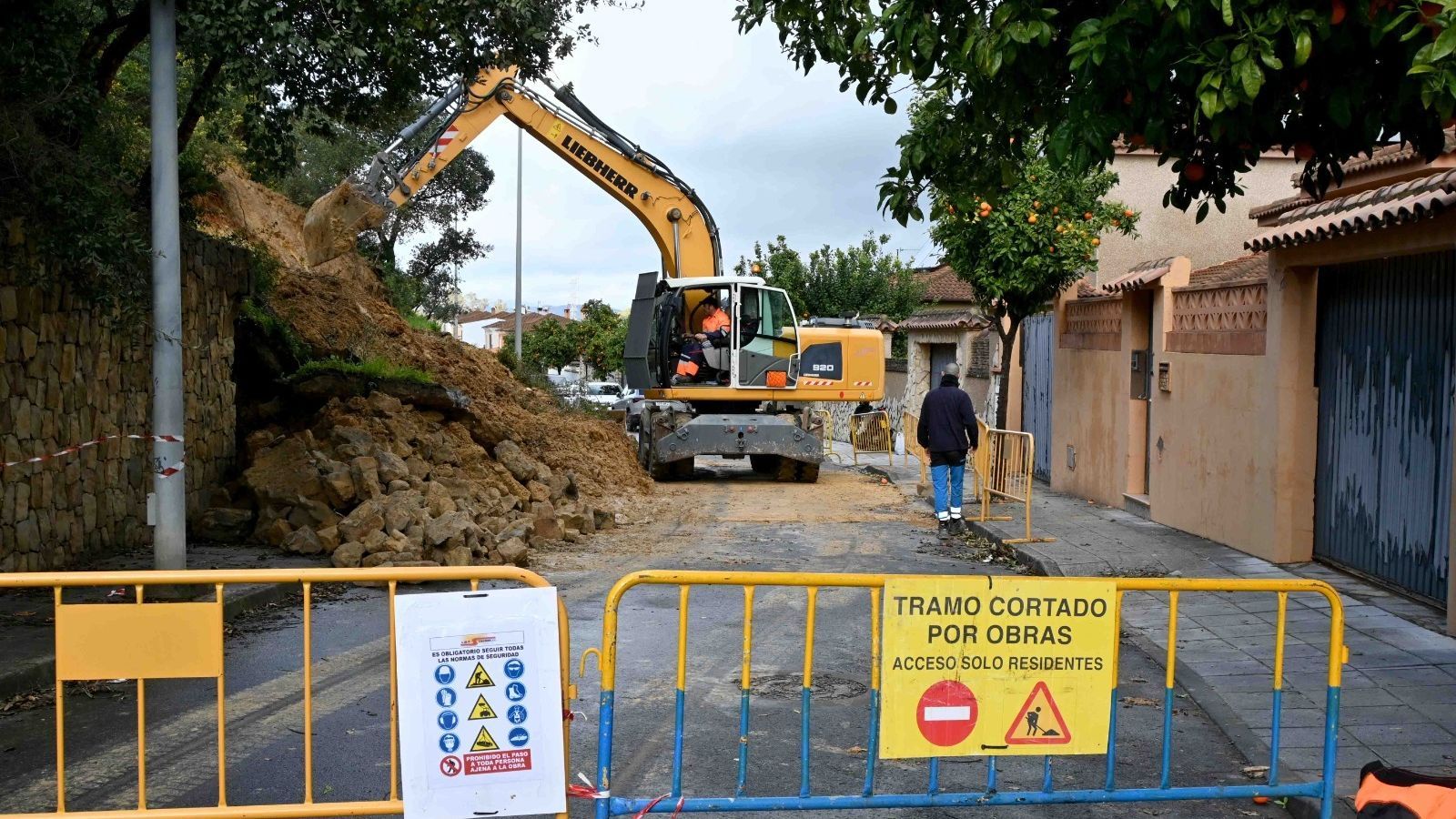 El muro afectado en la Huerta de las Pilas, en Algeciras.