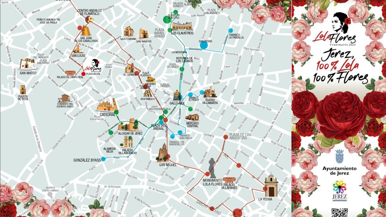 Mapa de los puntos emblemáticos de la ruta de Lola Flores