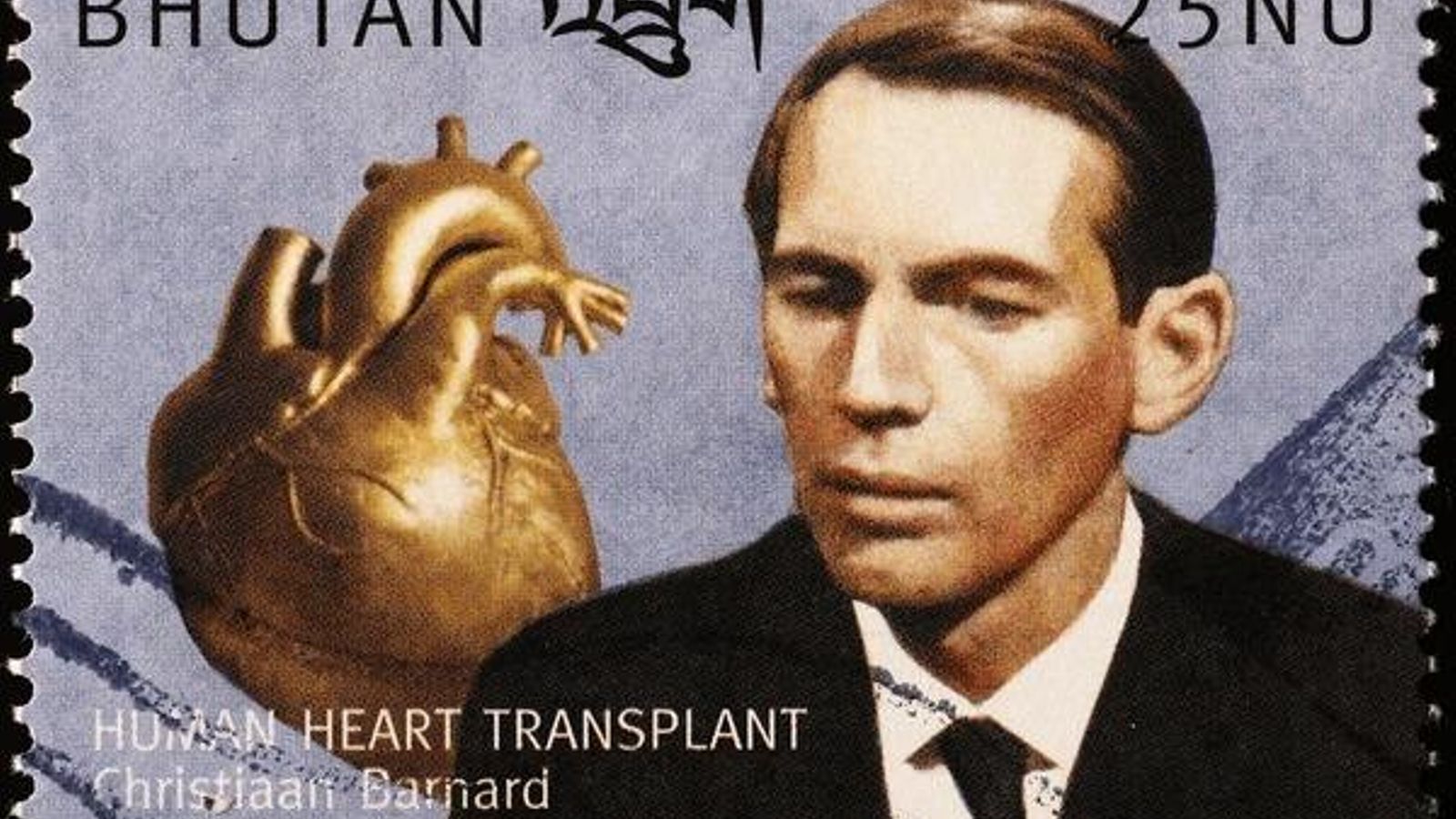 Un sello postal de la localidad asiática de Bhutan, recoge la imagen del doctor que protagonizó el primer trasplante de corazón en el mundo, Christiaan Barnard, y a su lado un corazón de oro, posiblemente la joya que diseñó y ejecutó el almeriense Luis Romera para él en 1968.