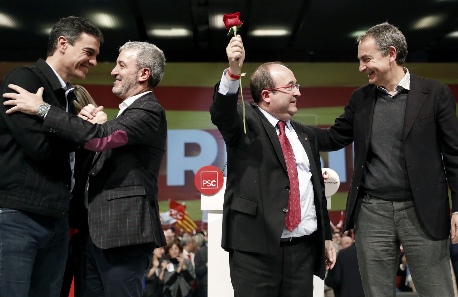 Pedro Sánchez, Jaime Collboni, Miquel Iceta y José Luis Rodríguez Zapatero.