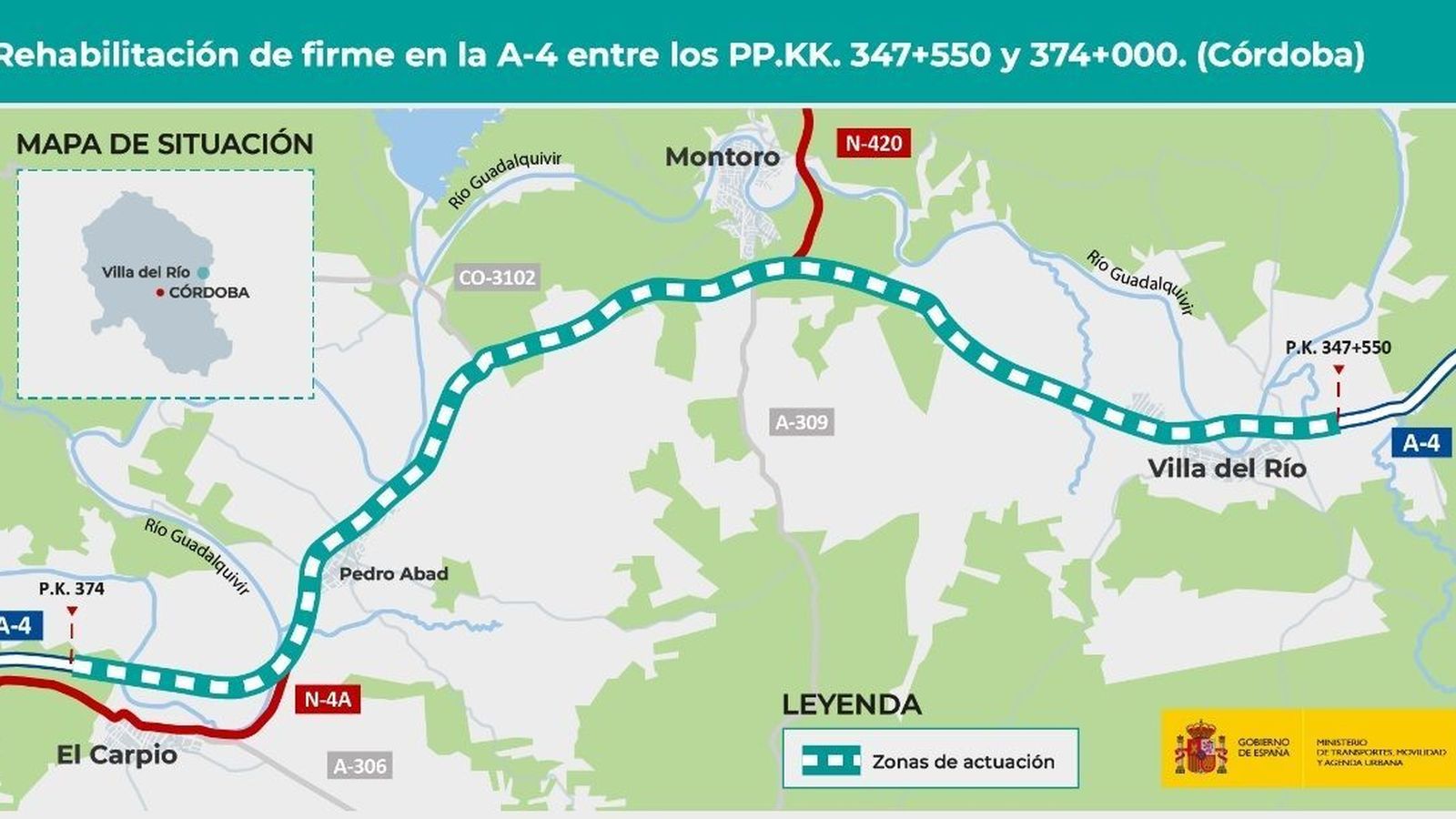Mapa de la actuación en la A-4.
