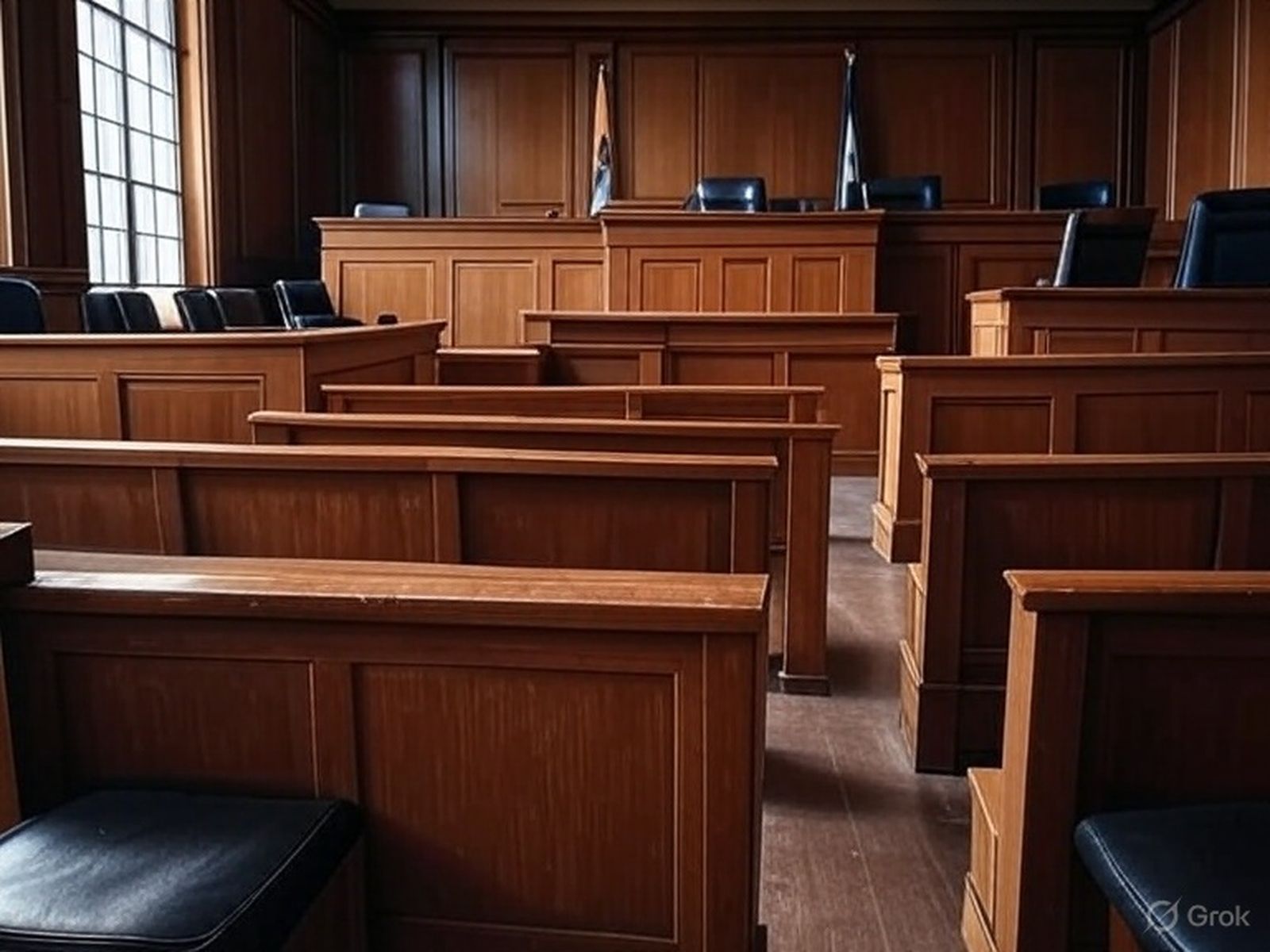 Recreación del interior de un juzgado