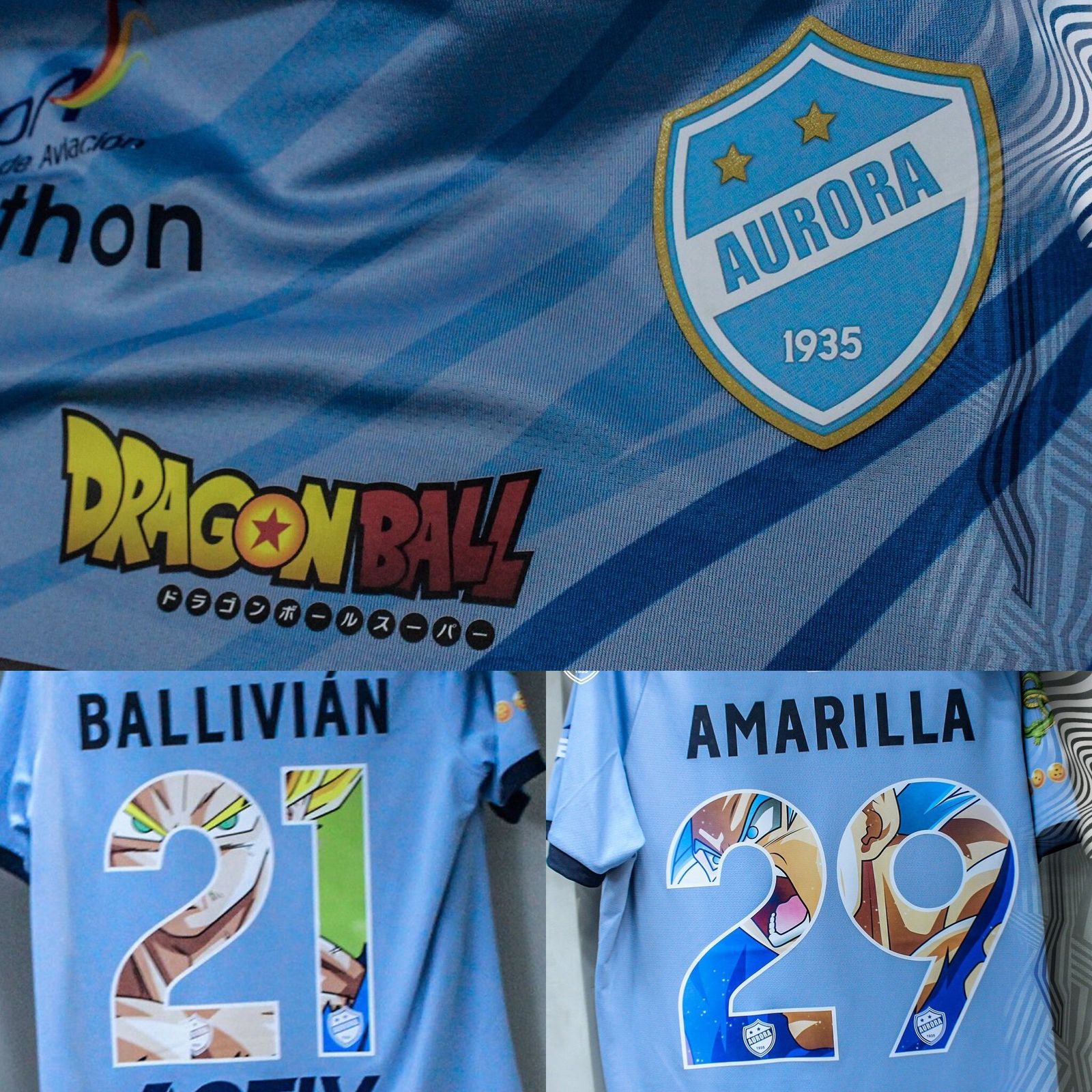 La camiseta homenaje a 'Dragon Ball'  y Toriyama del Club Deportivo Aurora boliviano