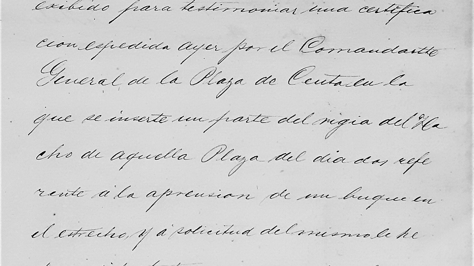 El capitán Homedes presenta certificado remitido por el Comandante General de Ceuta