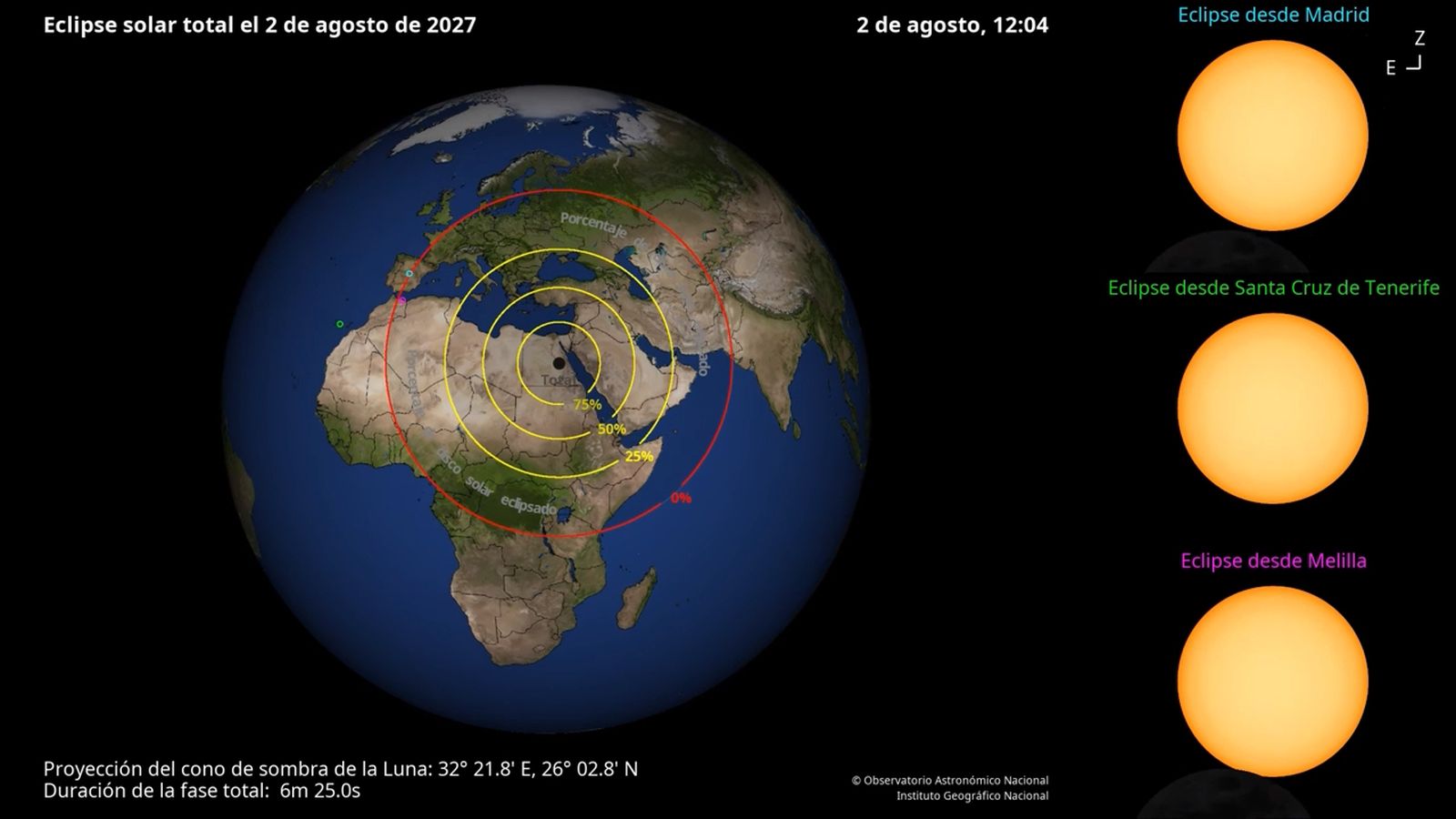 Así se verán los tres eclipses de Sol en España en los próximos tres años
