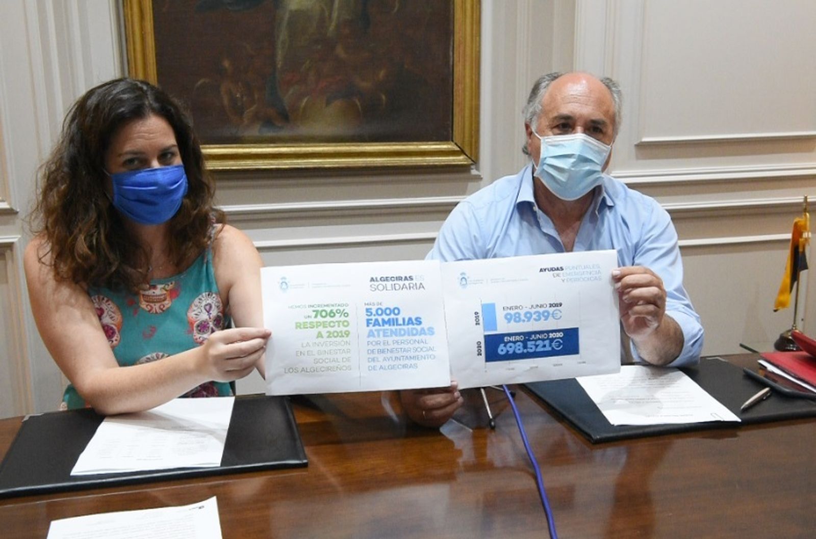 Paula Conesa y José Ignacio Landaluce durante el balance de las acciones sociales