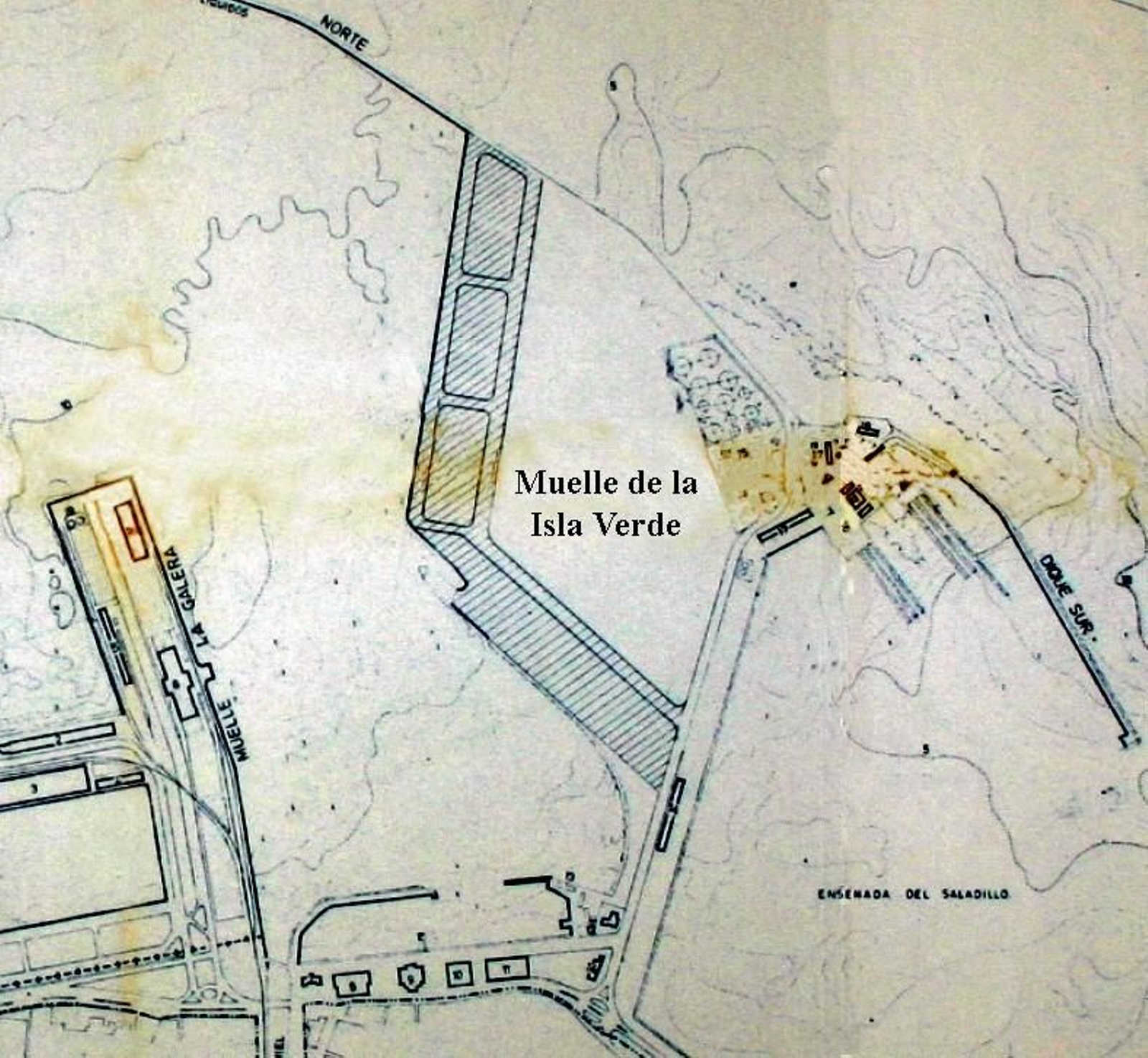 Plano del Proyecto de habilitación del muelle de Isla Verde. 1ª fase. 14 de enero de 1972 (Archivo de la APBA).