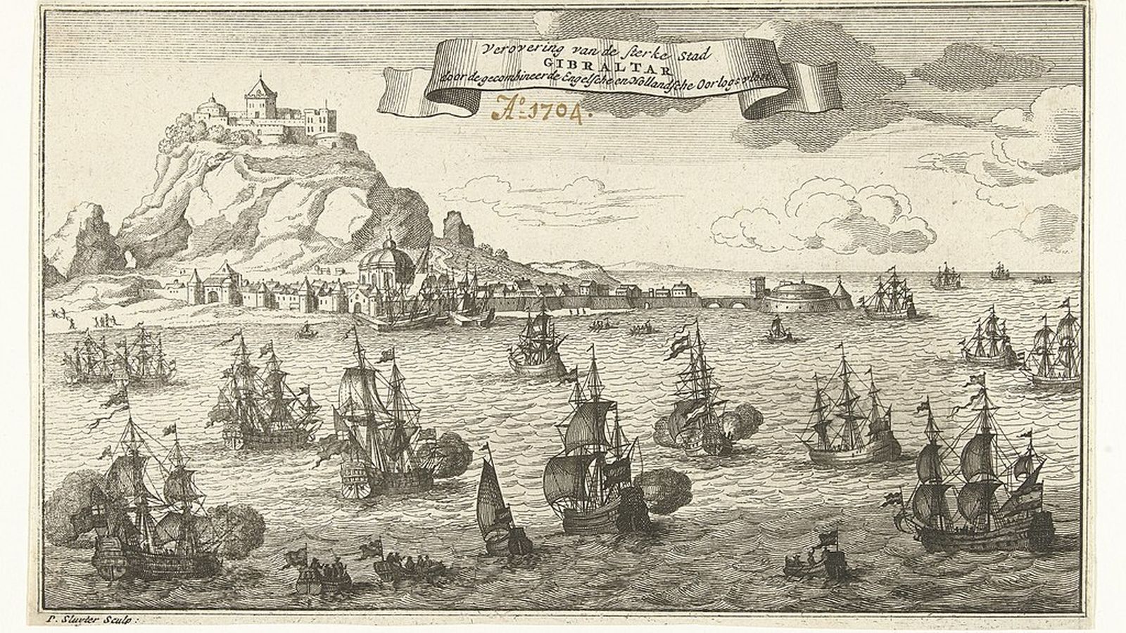 Grabado de época de una batalla naval.