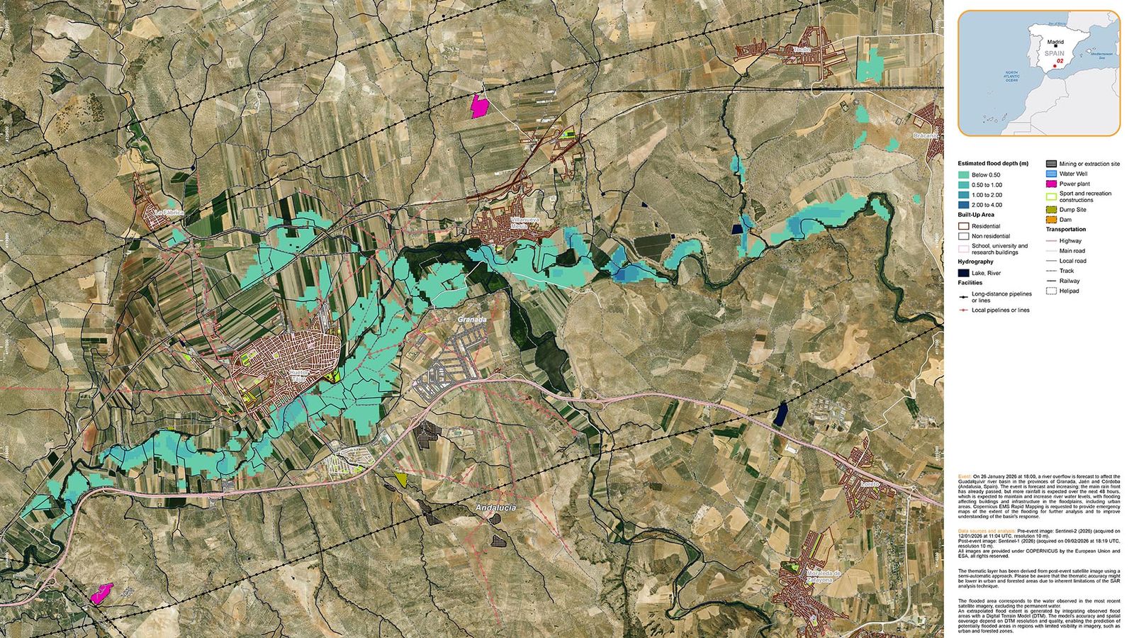 Inundaciones entre Huétor Tájar y Villanueva Mesía el 9 de febrero