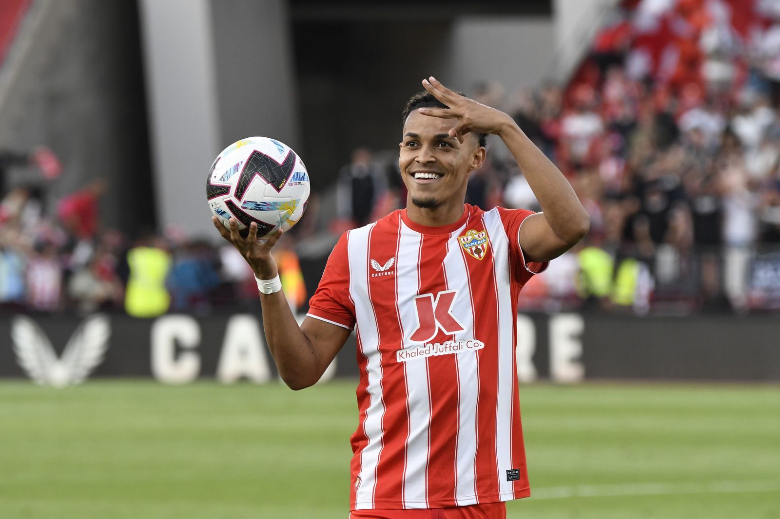 Lázaro Vinicius el día de su triplete ante el Mallorca