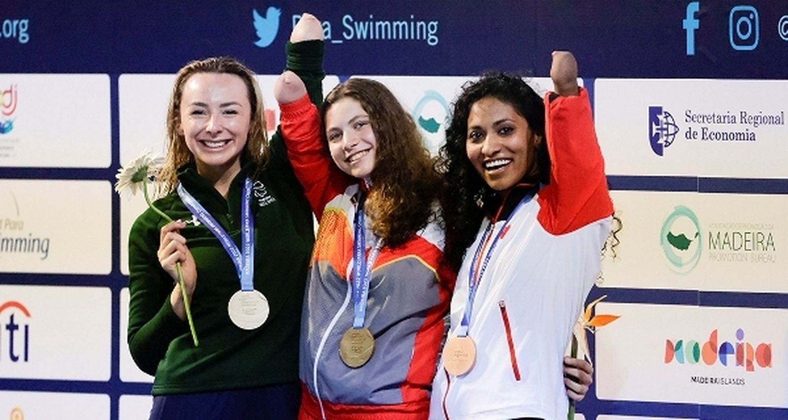 Anastasiya Dmytriv, en lo alto del podio en Madeira.