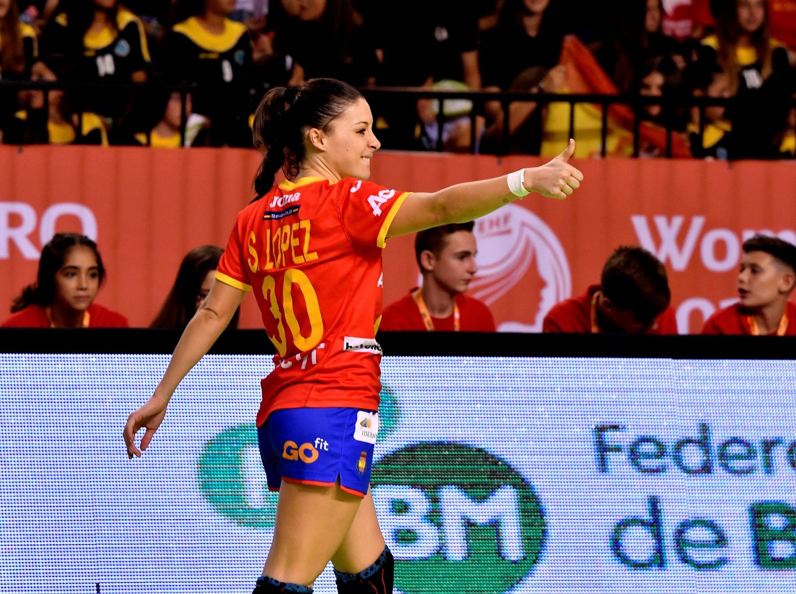 Sole López, durante el España-Grecia.