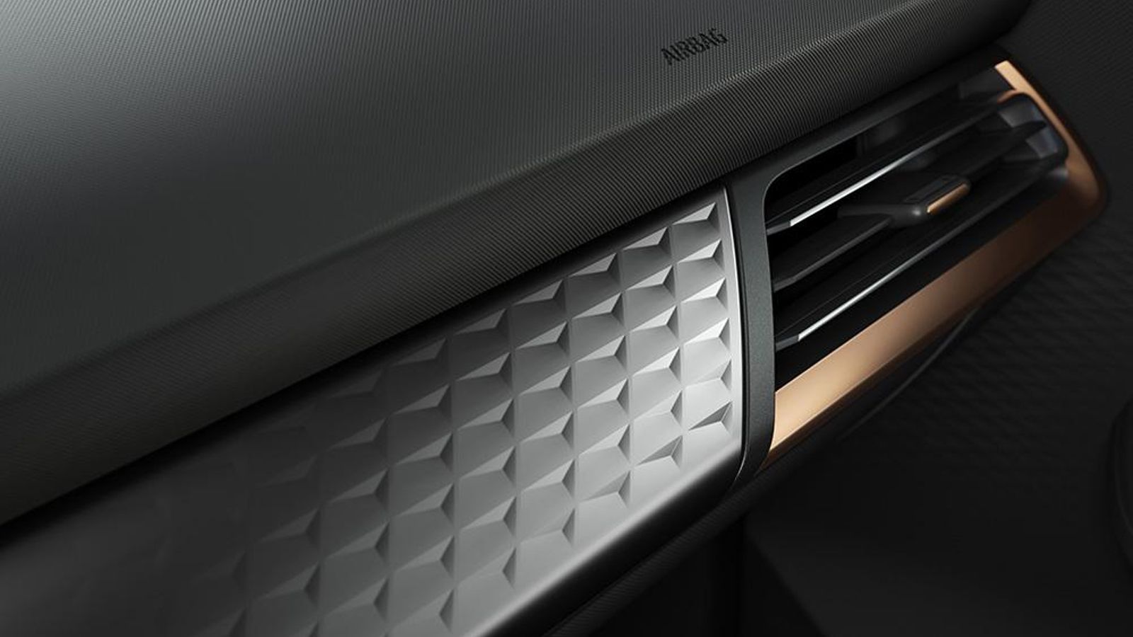 Los motivos triangulares están presentes en los paneles de las puertas, en los pilares C de la carrocería, la tapicería o, en este caso, en el salpicadero.