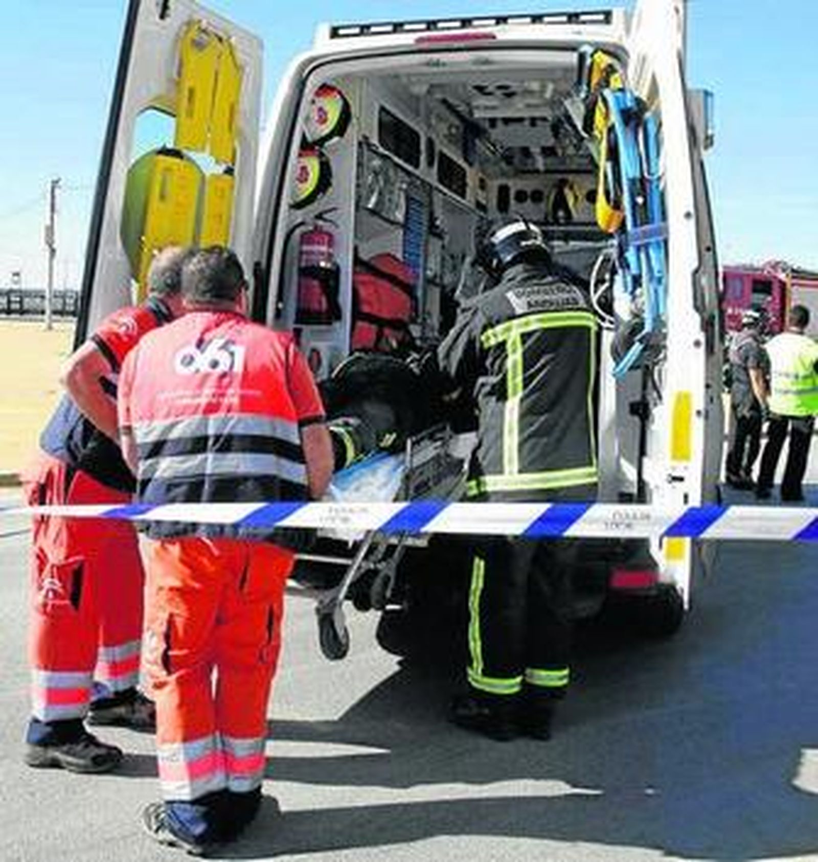 El 061, en un simulacro de accidente.