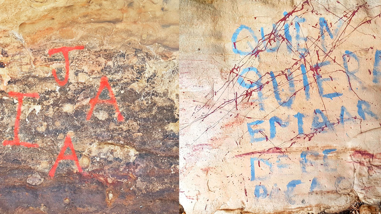 Agresiones en abrigos pertenecientes al nucleo semirupestre del Chaparral.