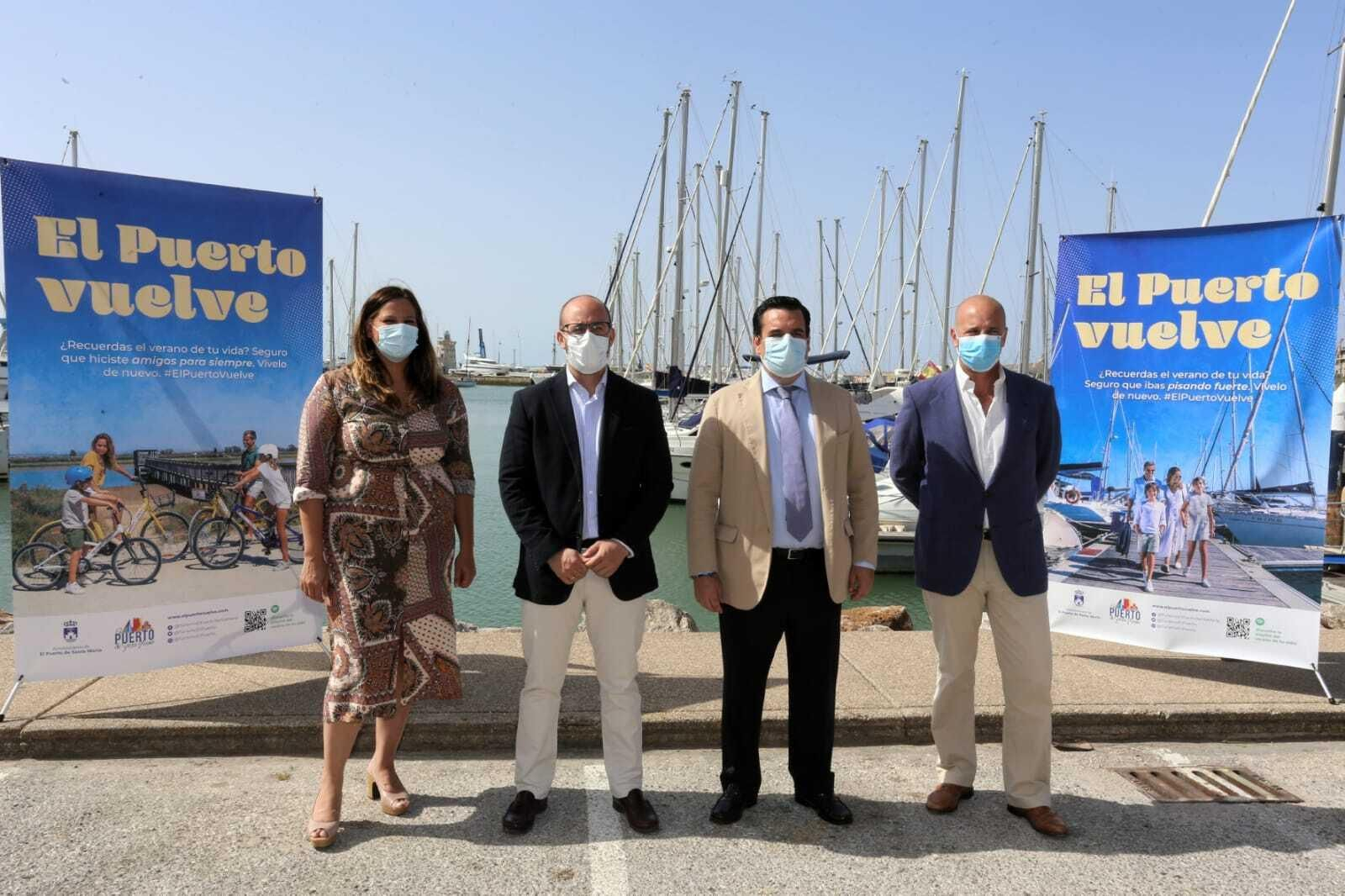 El alcalde, el edil de Turismo, la diputada de Ciudadanos y el director de Puerto Sherry.