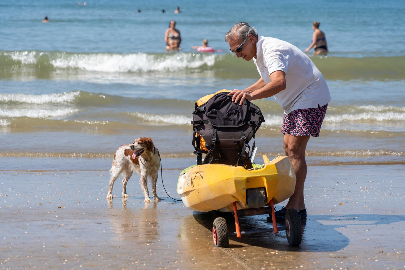 Ambiente de las playas de Punta Umbría la mañana del sábado 9 de agosto