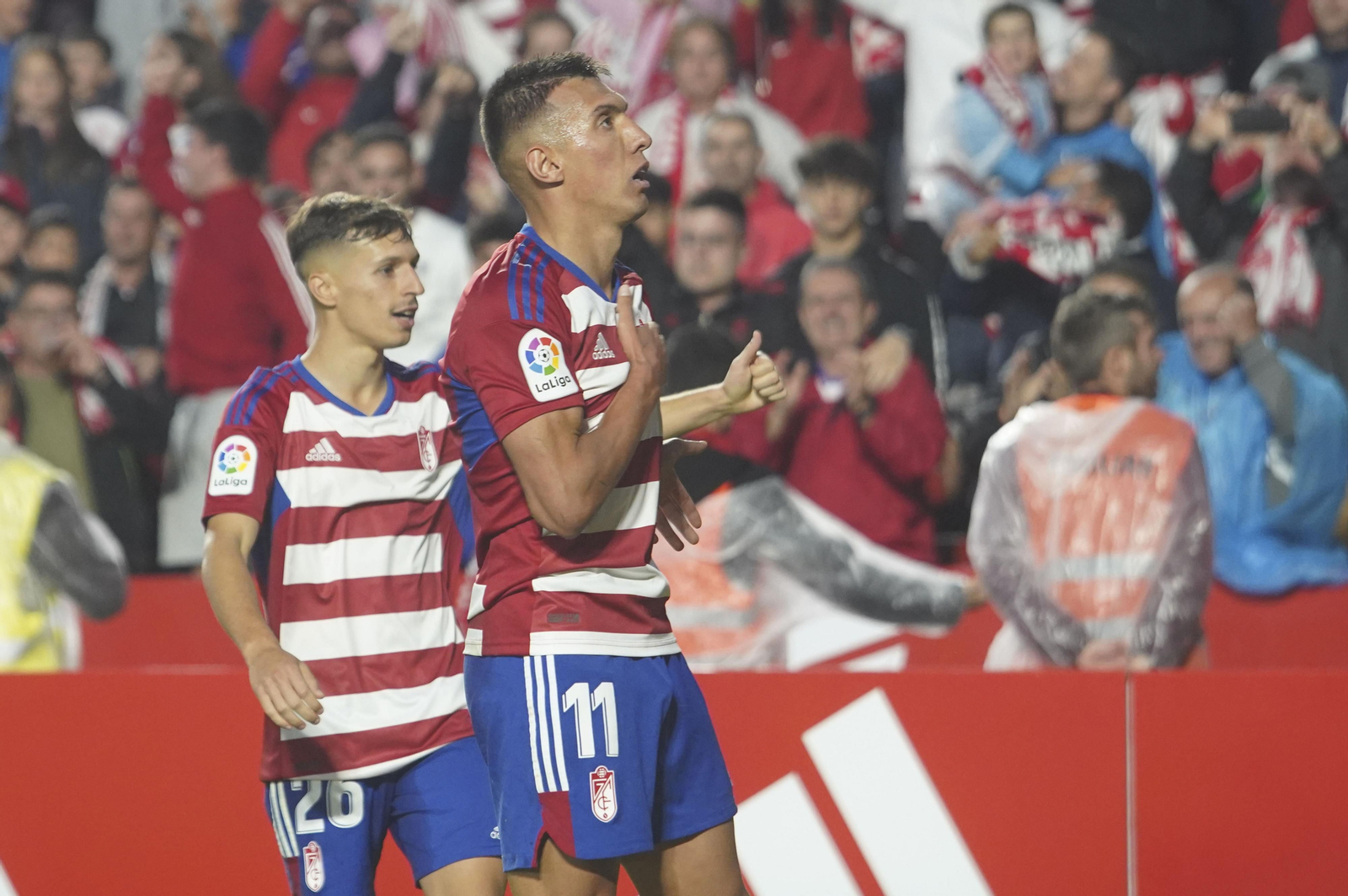 Uzuni celebra uno de los goles marcados al Leganés