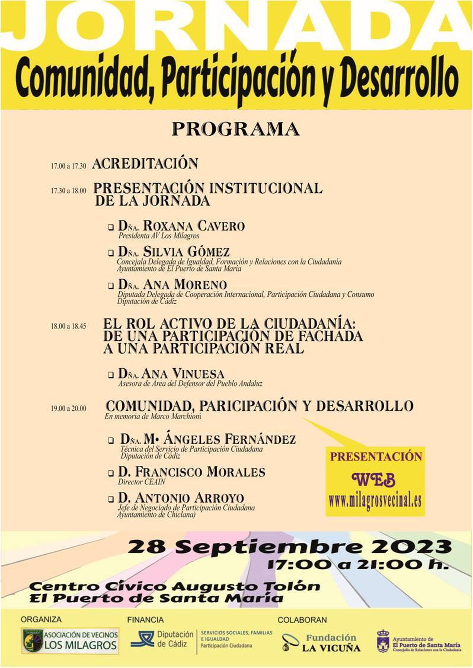 El cartel con el programa de la jornada.