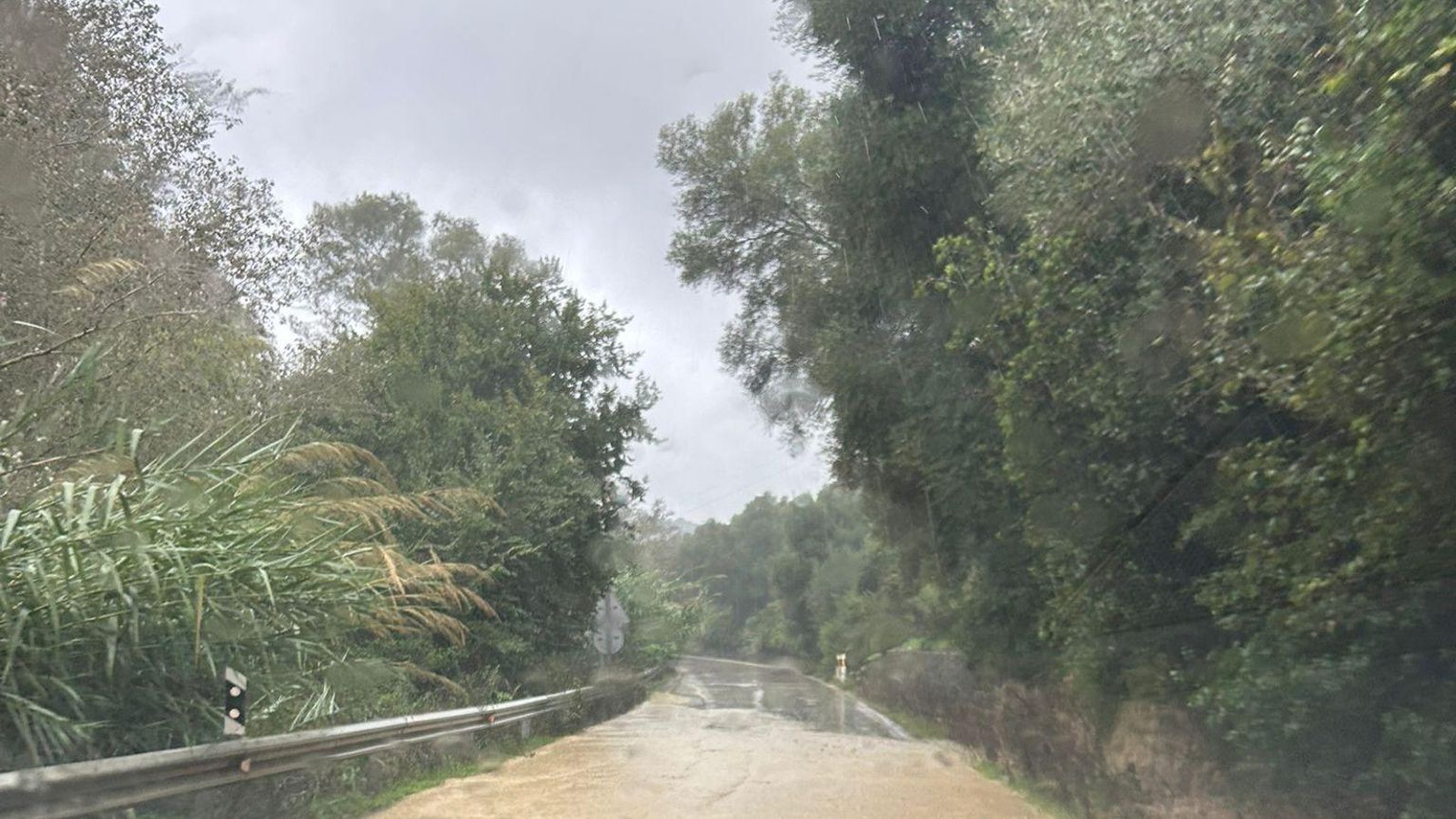 El arroyo del Juncal, fuera de su cauce, a primera hora de la tarde de este miércoles.