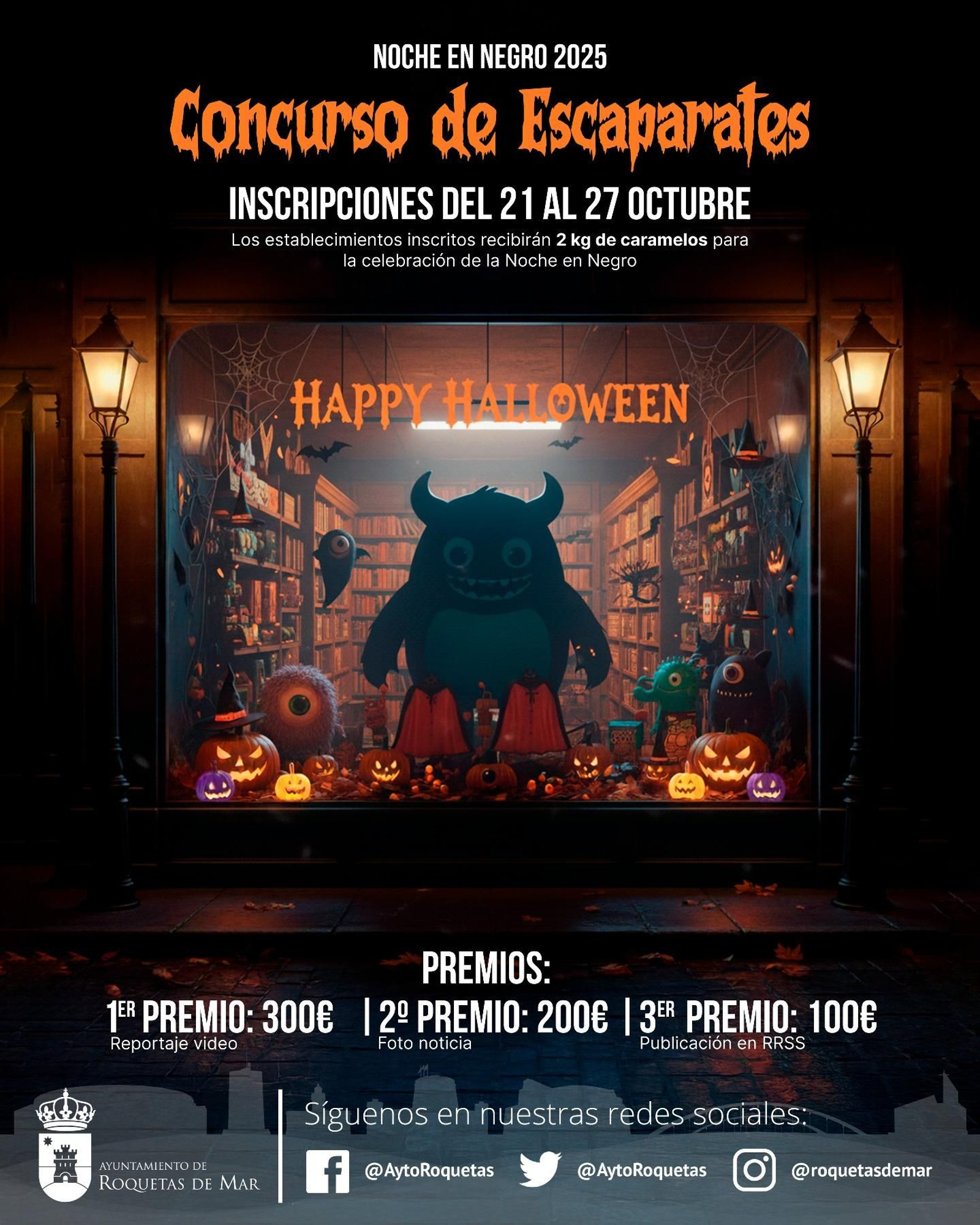 Cartel del Concurso de Escaparates de Roquetas por Halloween