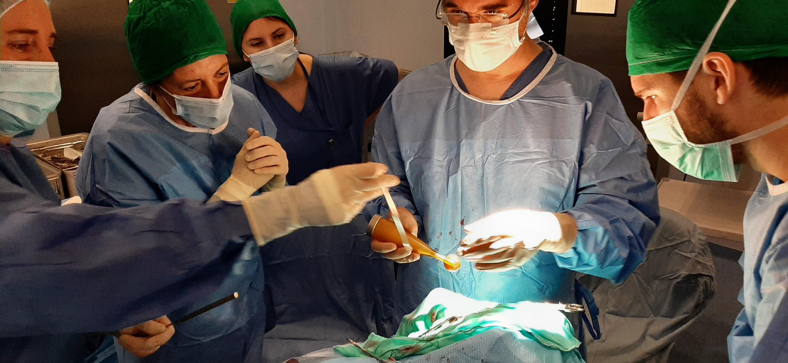 Varios cirujanos intervienen en una operación realizada en el Hospital Reina Sofía.