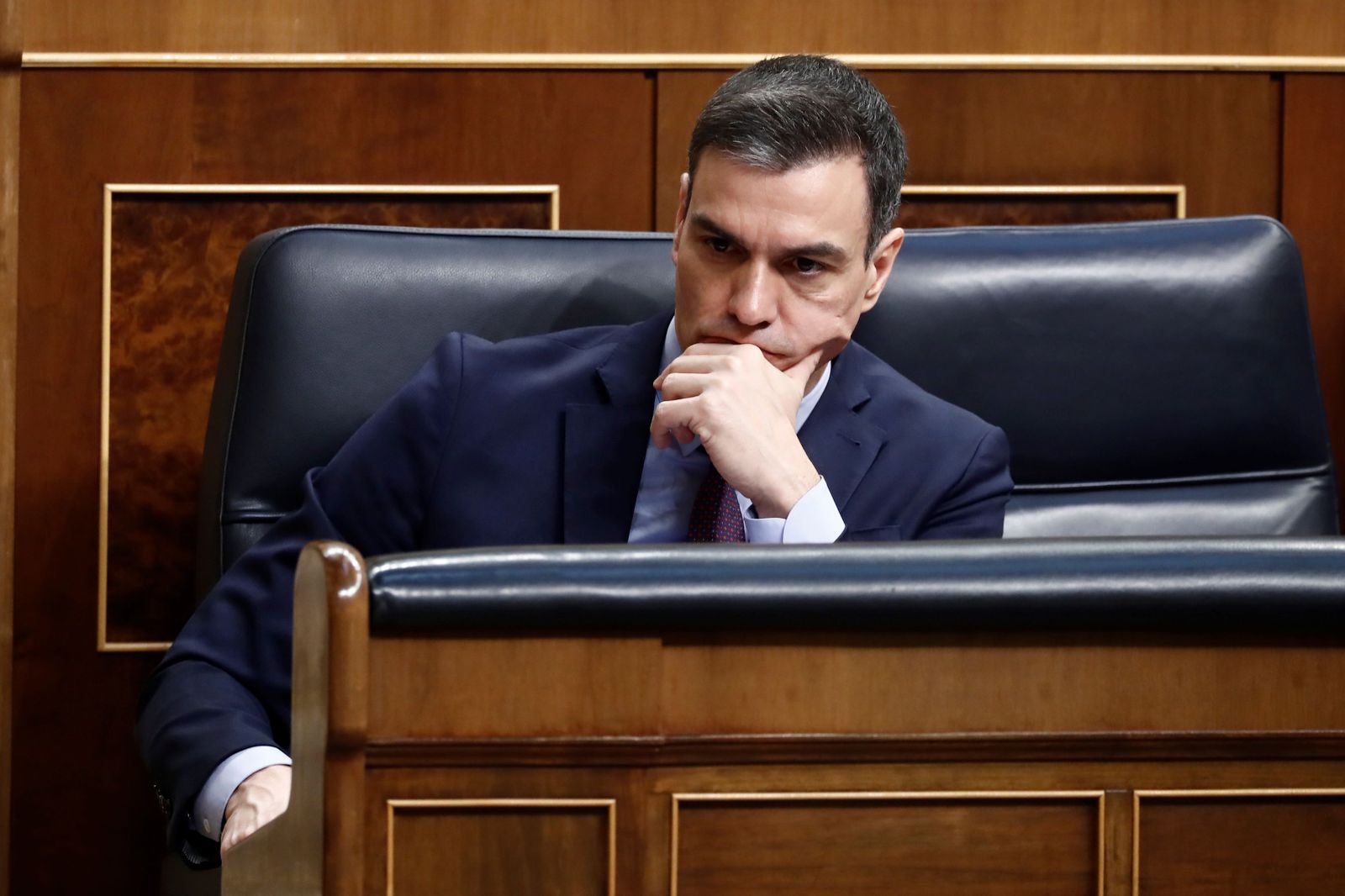 El presidente del Gobierno, Pedro Sánchez, este miércoles por la mañana en el Congreso.