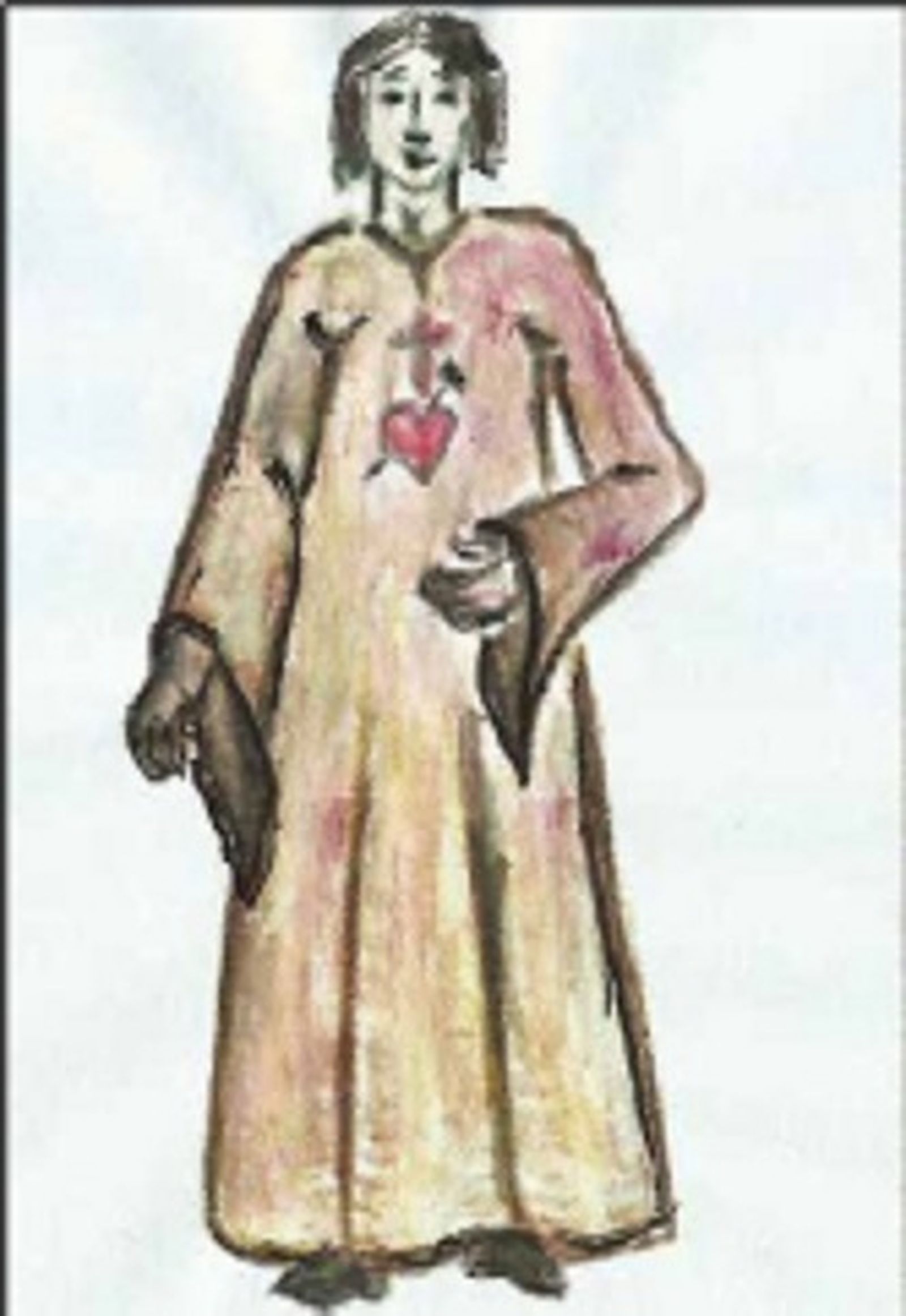 Hábito pardo de los hermanos sirvientes. Dibujo del autor.