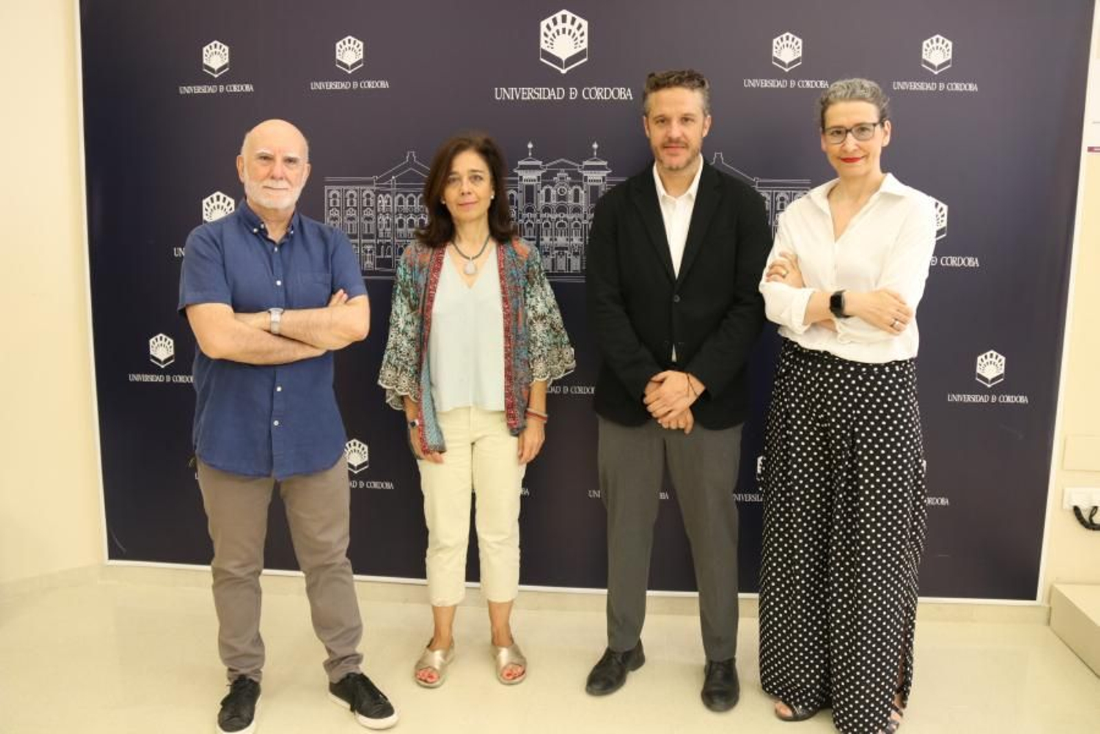 Pedro Ruiz, Israel Muñoz, Mar Delgado y Dámaris Romero, en el Rectorado.