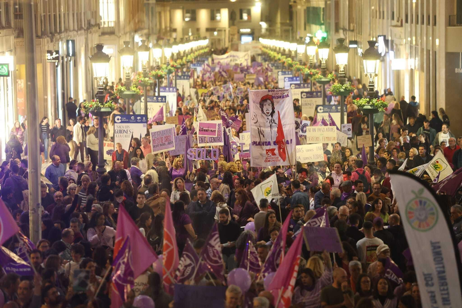 La manifestación del 8-M en la calle Larios. La manifestación del 8-M en la calle Larios.