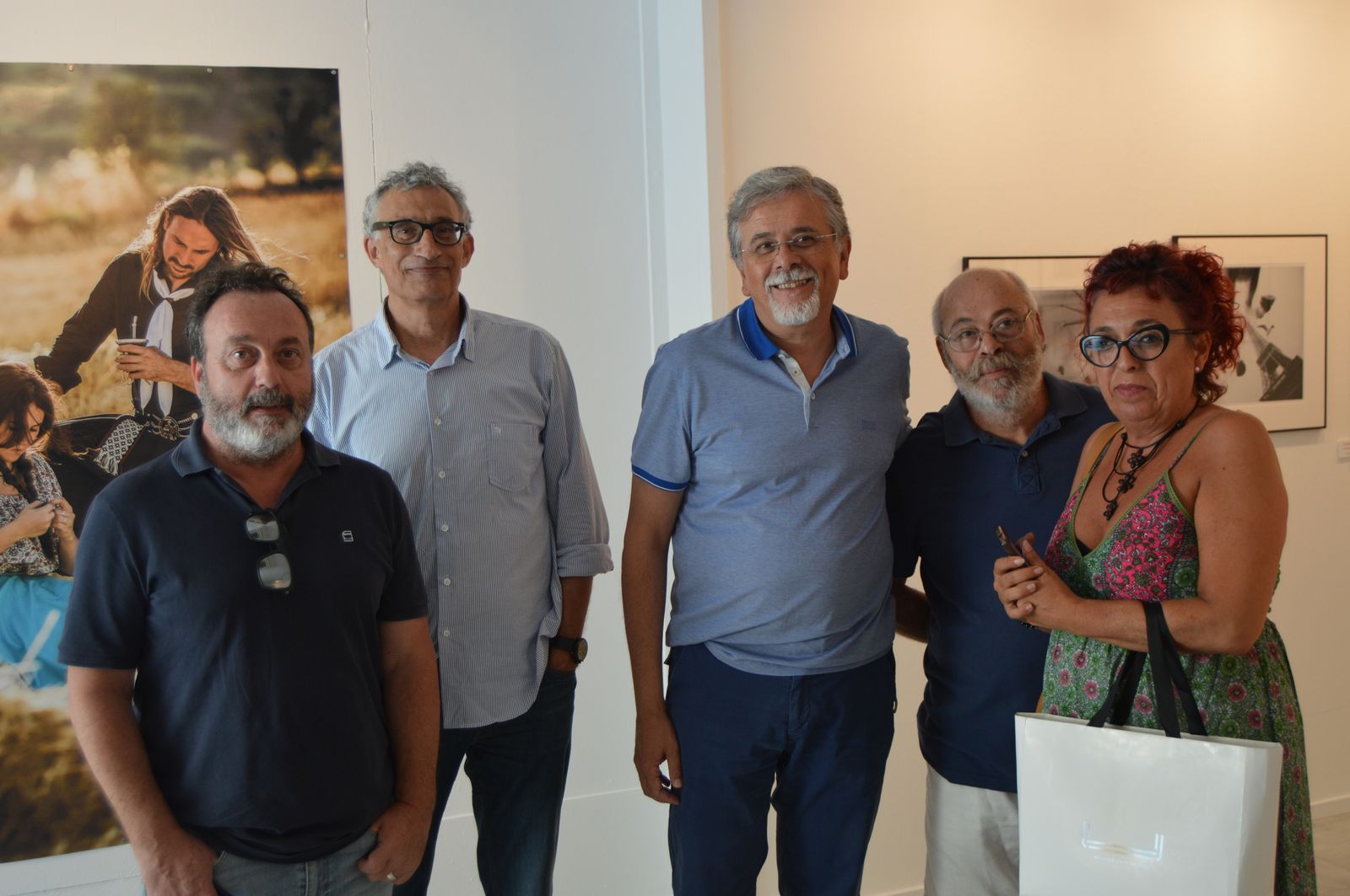 Pepe Muñoz, José Luis Romero, Eduardo Rodríguez, Paco Muñoz de Arenilla y Carmen Montes, durante la inauguración en la sala Rivadavia.