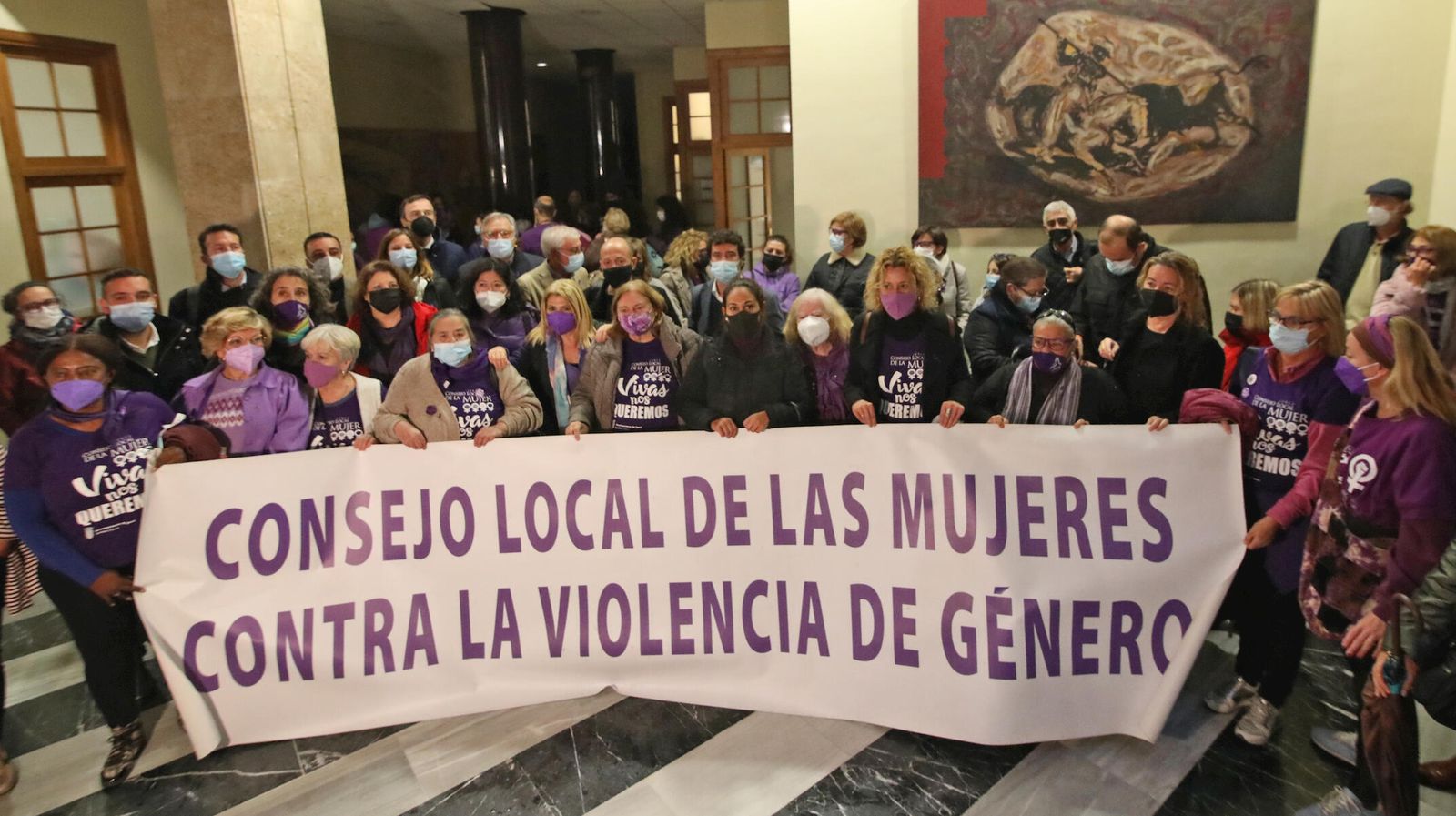 Un momento de los actos celebrados en el interior del Ayuntamiento.