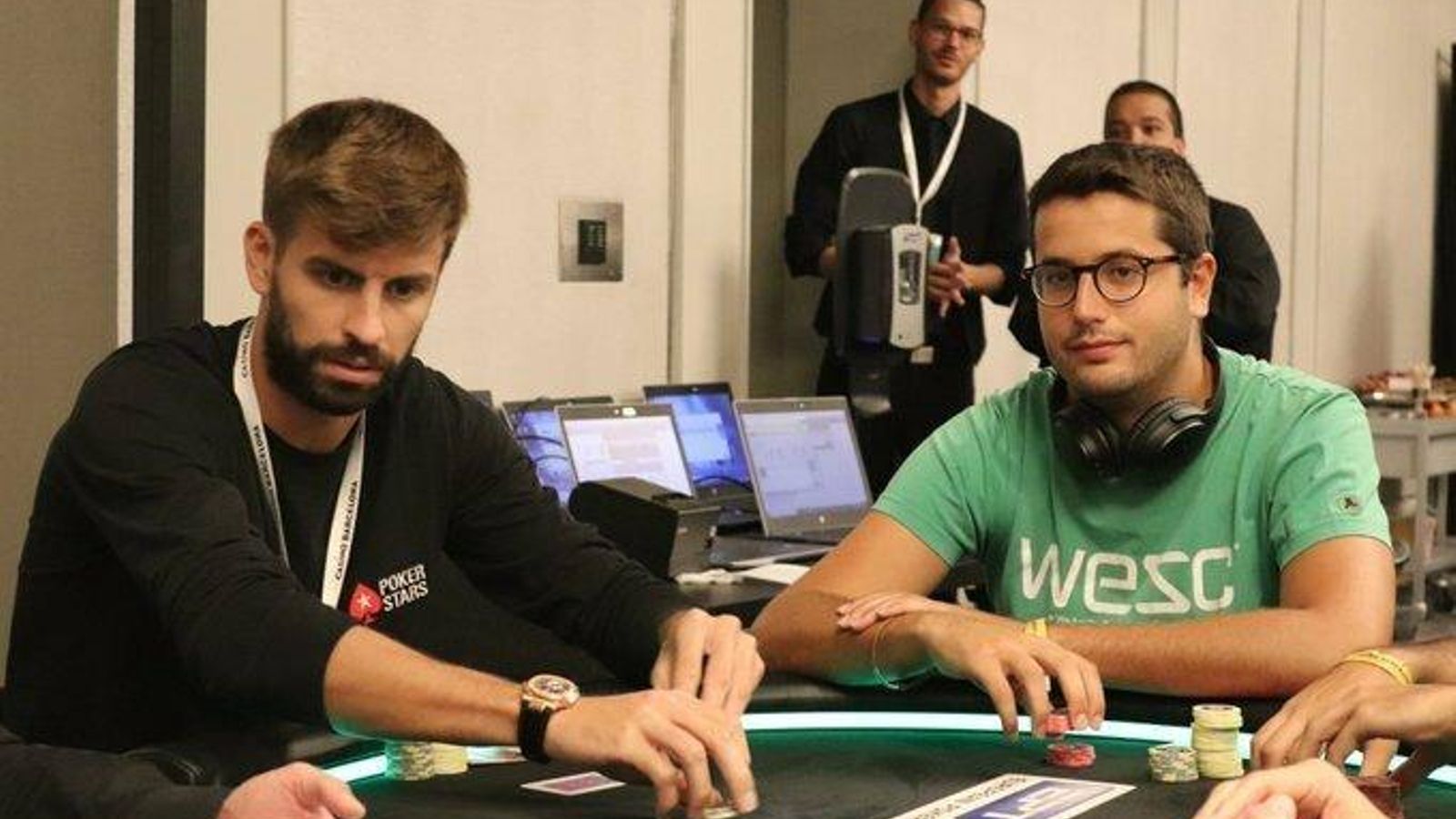 Juan Pardo en el torneo de póker contra Gerard Piqué