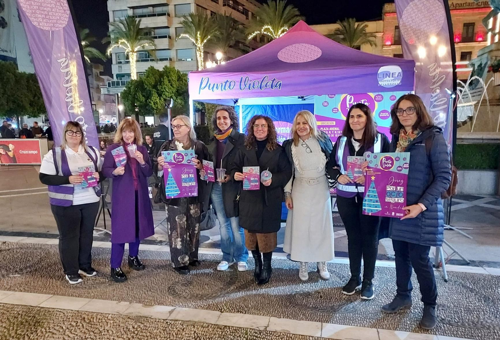 Punto violeta durante las zambombas de Jerez. Punto violeta durante las zambombas de Jerez.
