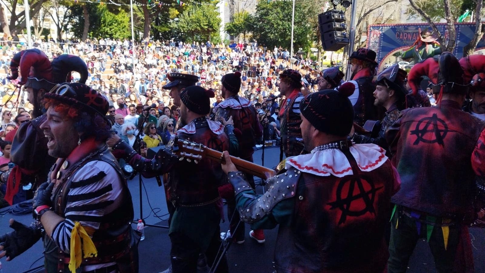 Ambiente de Carnaval en el parque Almirante Laulhé en San Fernando, en 2022