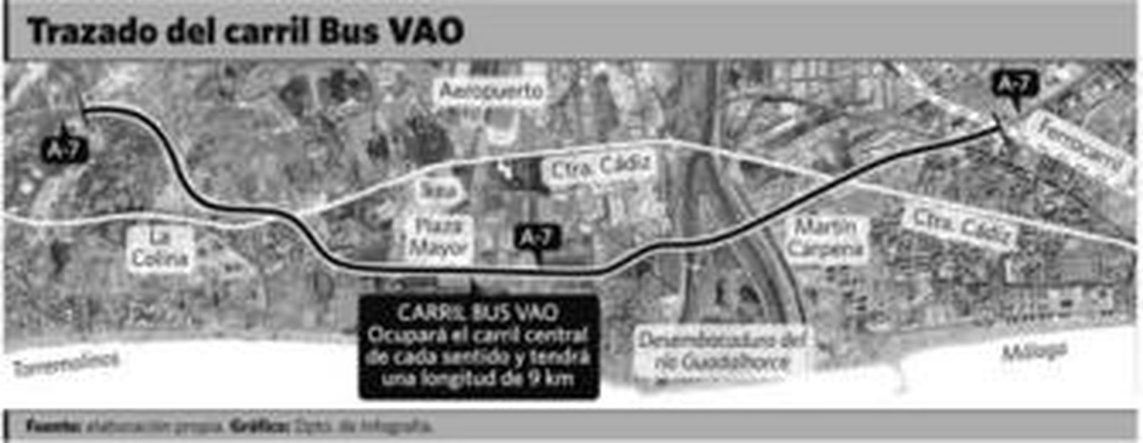 Un carril sólo para autobuses unirá la estación de Renfe y Torremolinos