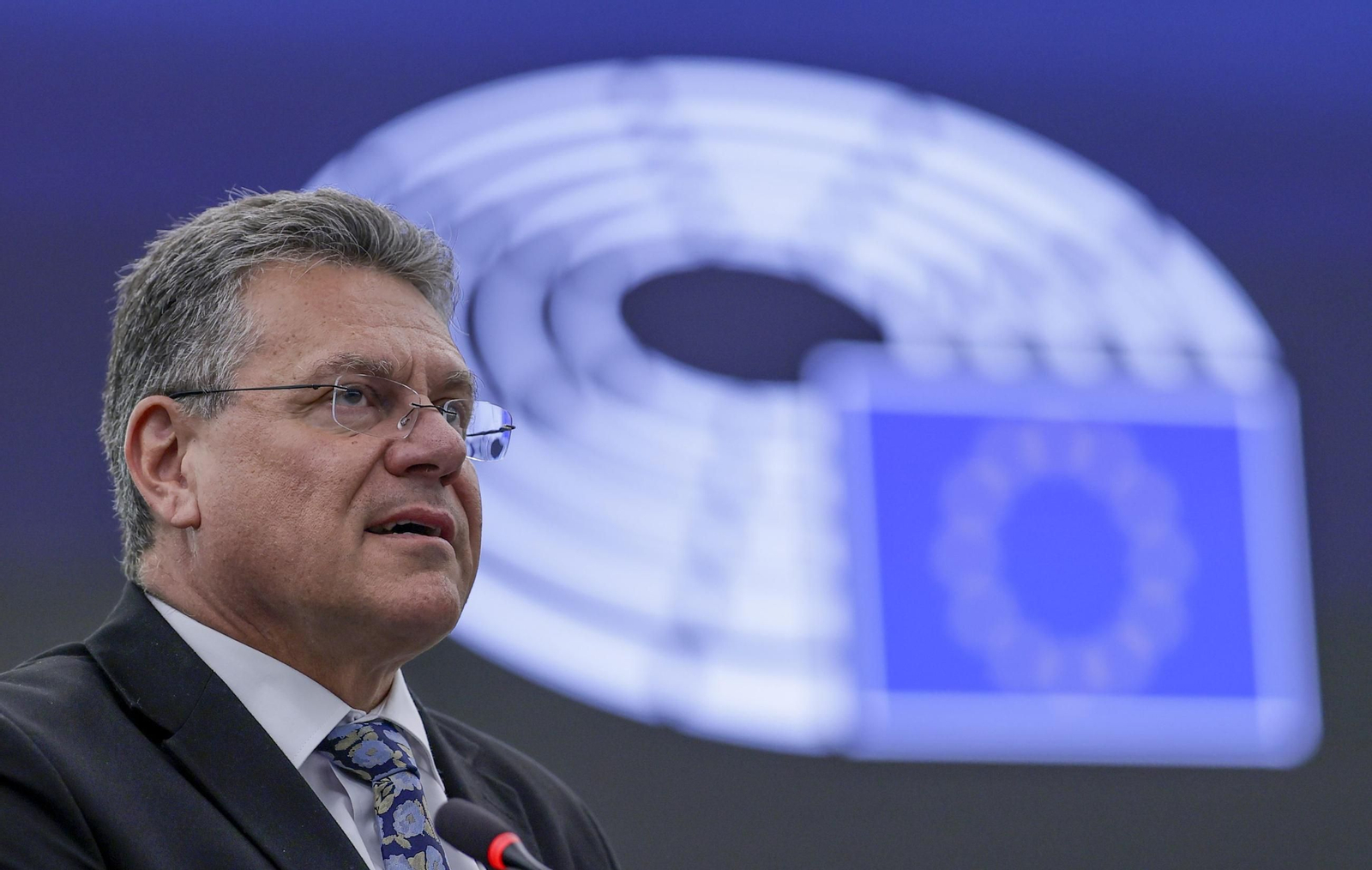 El comisario europeo de Comercio, Maros Sefcovic, en el Parlamento Europeo.